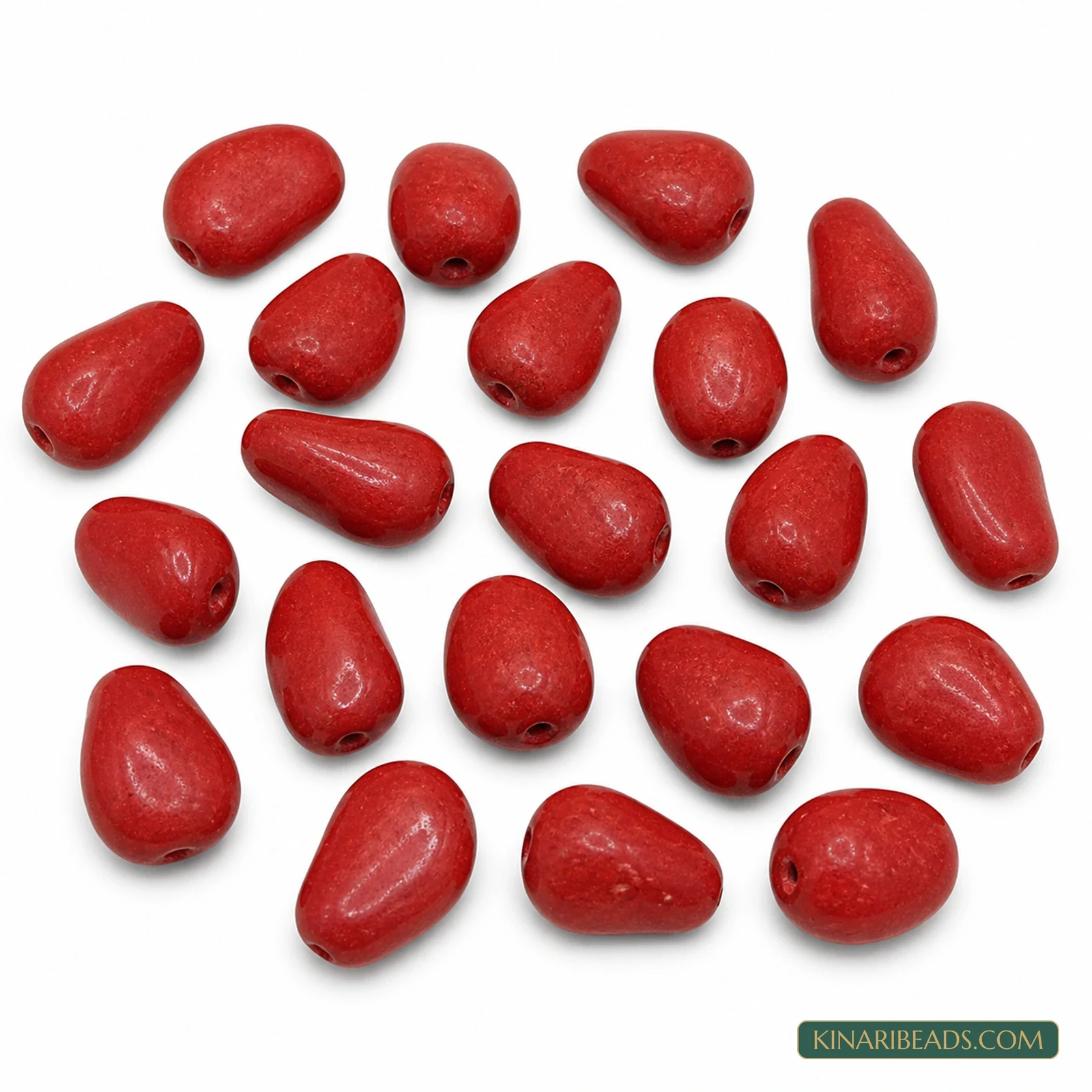20 Pcs 26×17mm–22×15mm Red Synthetic Howlite Beads - Red colour