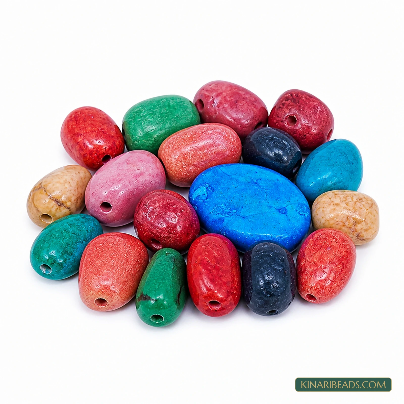 20 Pcs Assorted Multicolour Synthetic Howlite Beads - Assorted Multicolour colour