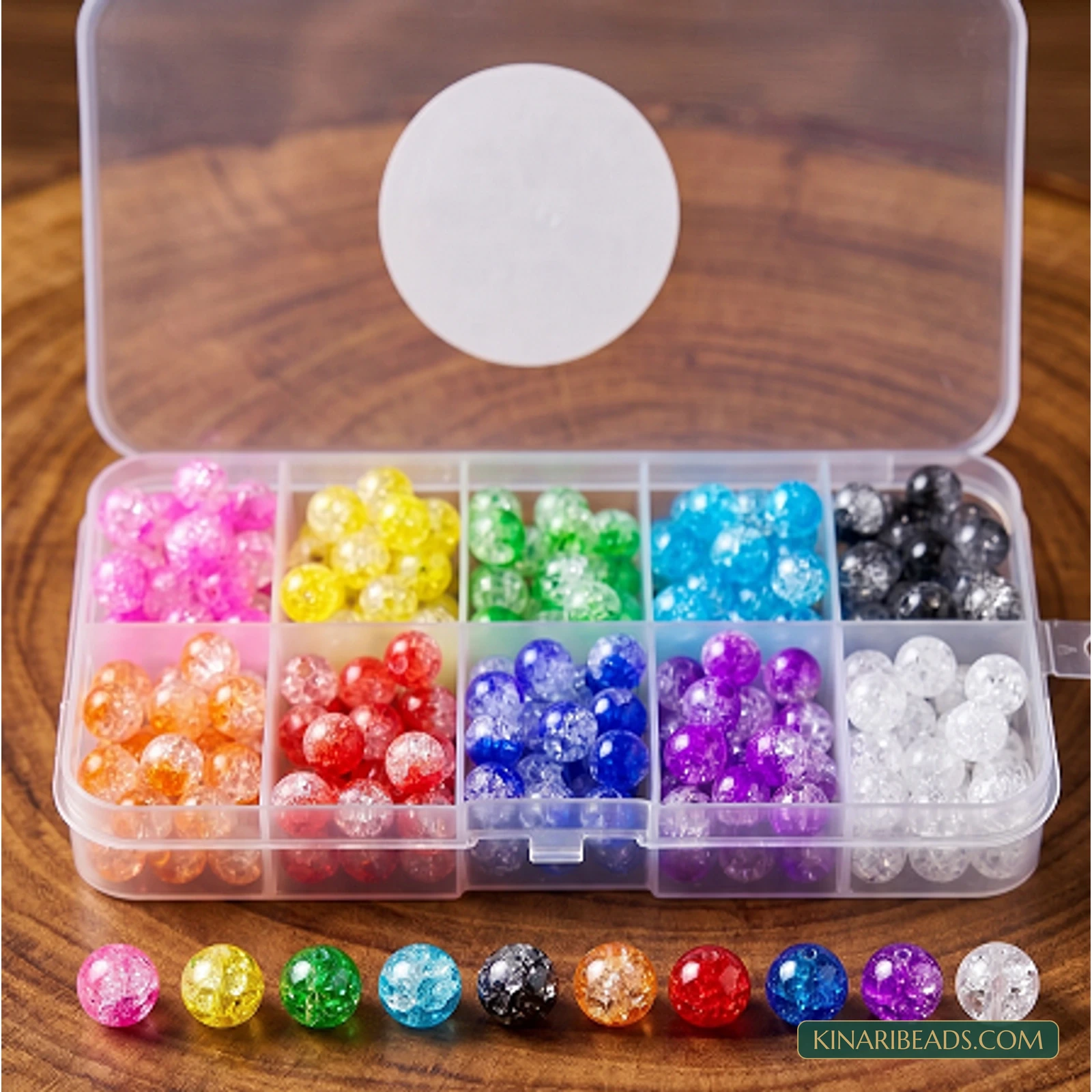 200-Piece 8mm Crackle Acrylic Beads Kit – 10 Colours product image