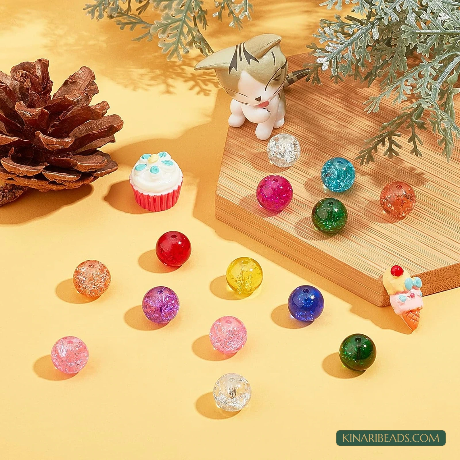 200-Piece 8mm Crackle Acrylic Beads Kit – 10 Colours product image