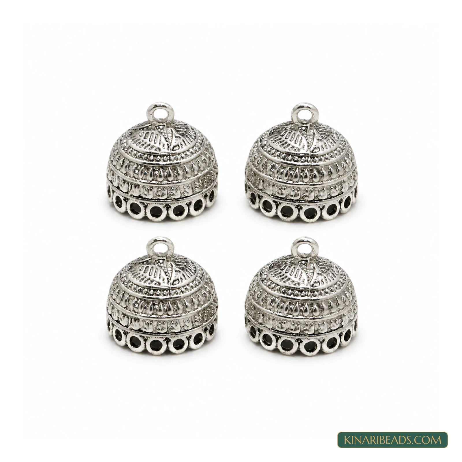 20mm German Silver Jhumki Components – 4 Pack, Kinari Style EF81