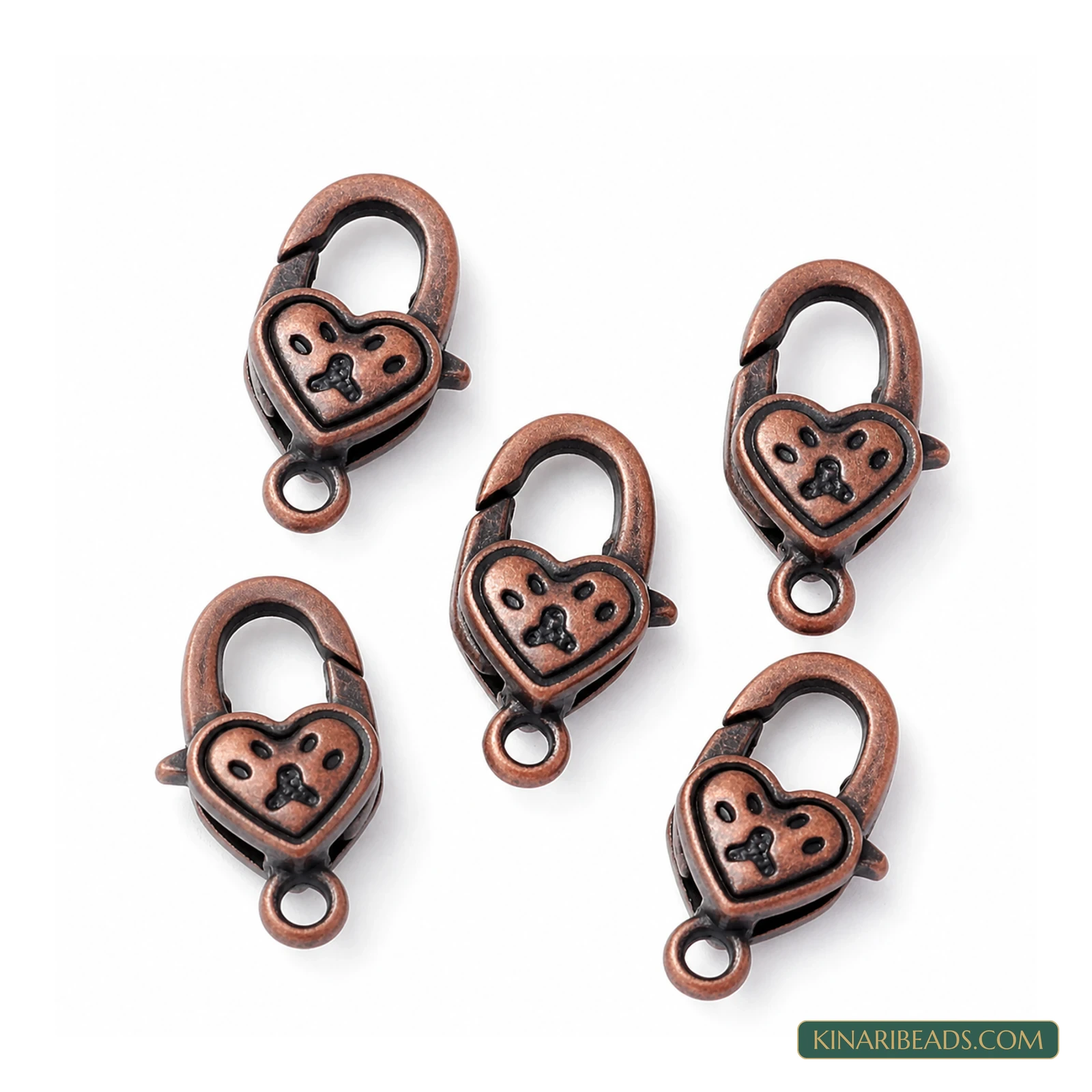 20x11mm Red Copper Metal Lobster Claw Clasps Heart – 5 Pcs / 50 Pcs