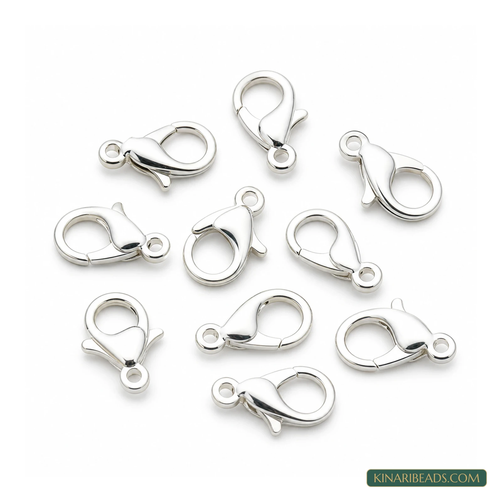 22mm Gold Finish Lobster Claw Jewellery Clasps – 10 Pcs - Silver colour