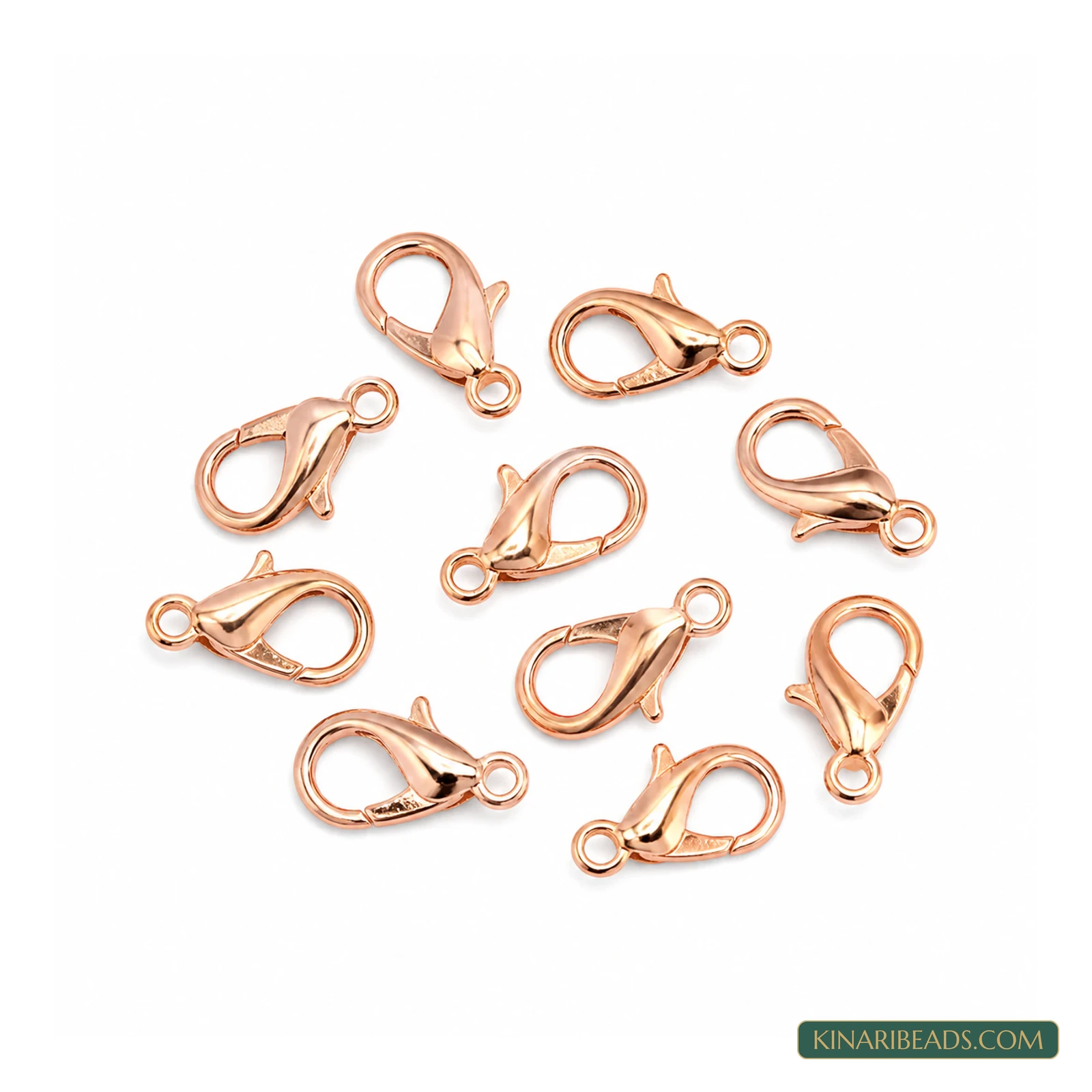 22mm Gold Finish Lobster Claw Jewellery Clasps – 10 Pcs - Rose Gold colour