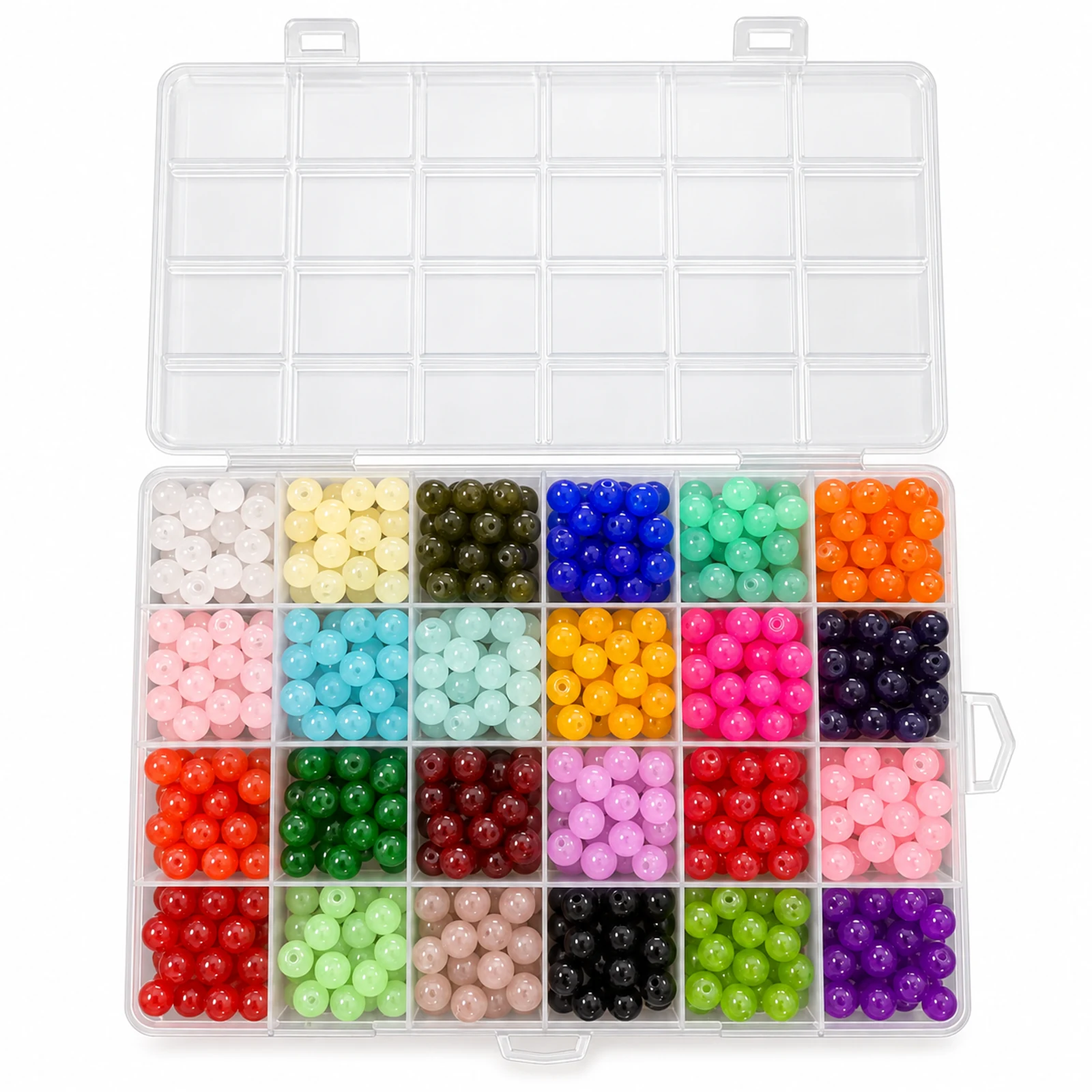 24-Colour 8mm Jelly Glass Beads DIY Kit with Organiser
