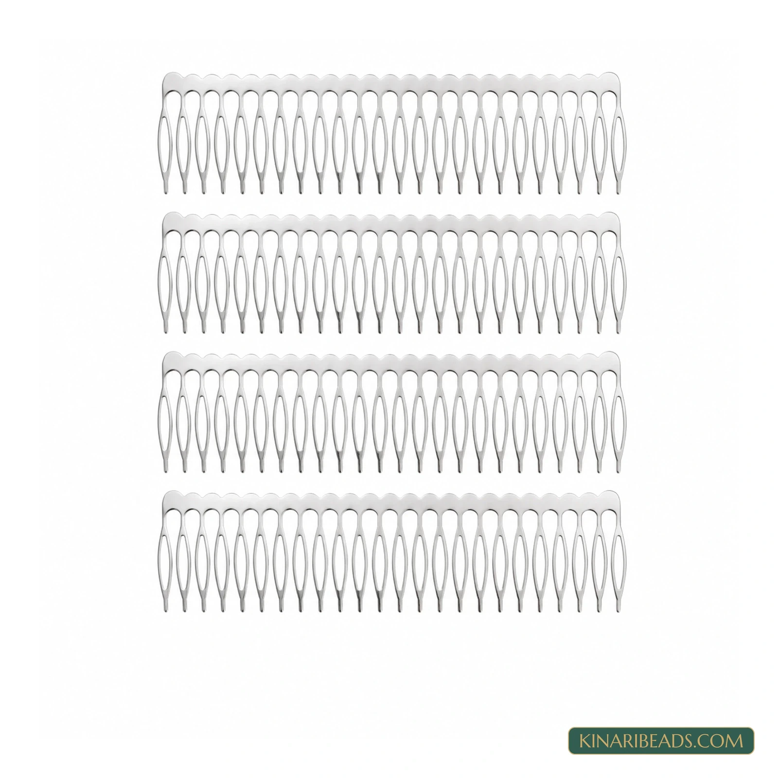 24-Tooth Metal Hair Comb Base – 12.5cm, 5 Pack - Nickel colour