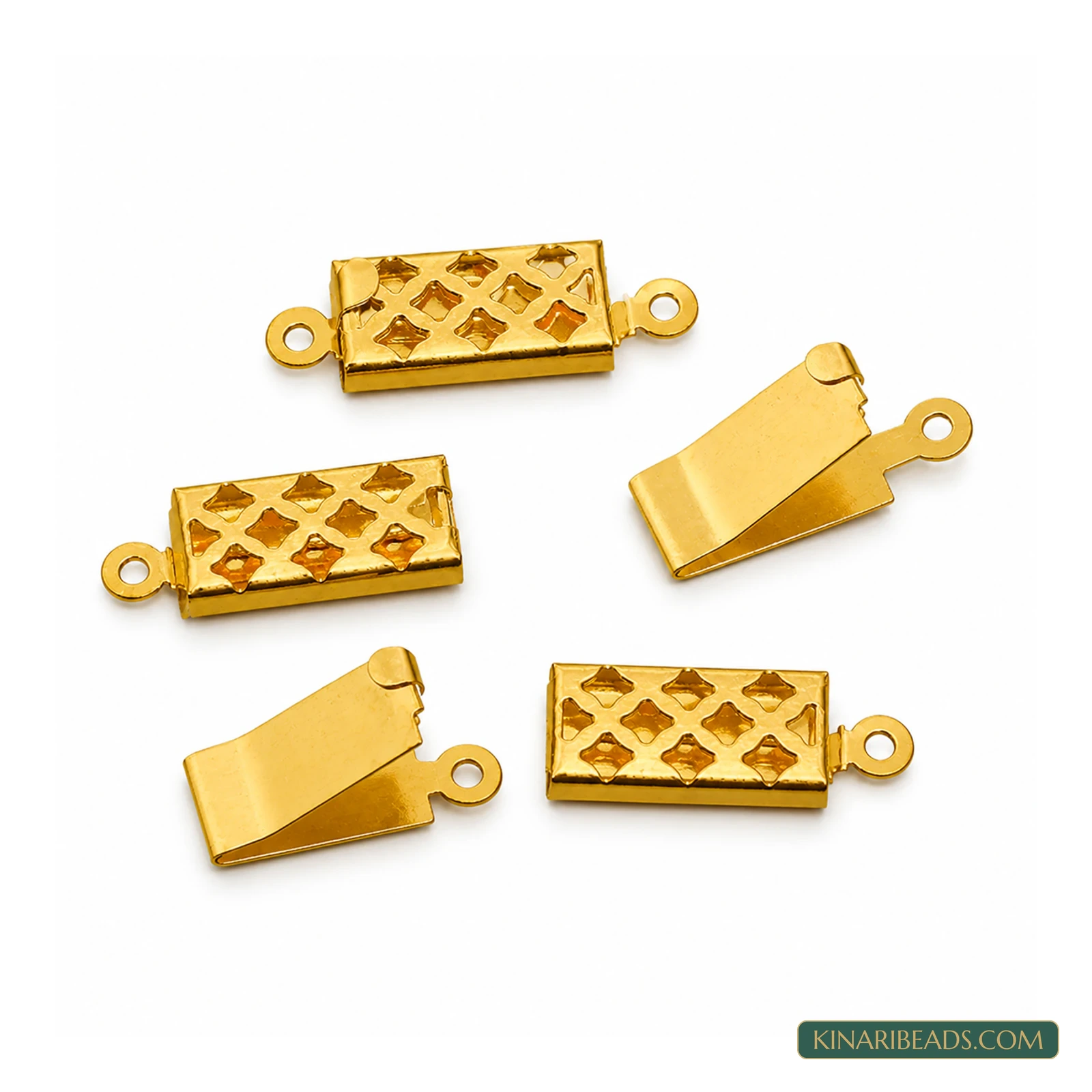 2.5 Cm Gold-Tone 1 String Brass Connectors – 5 Pcs