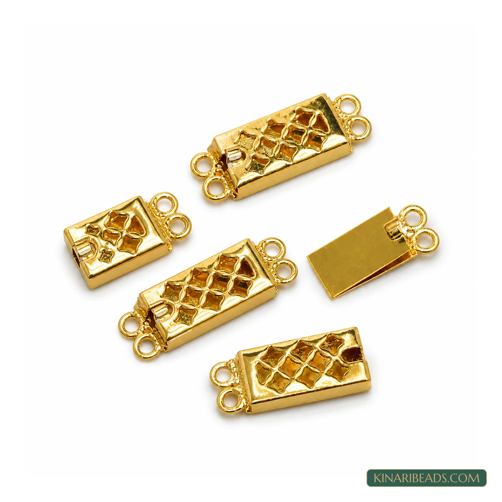 2.5 Cm Gold-Tone 2 Strings Brass Connectors – 5 Pcs