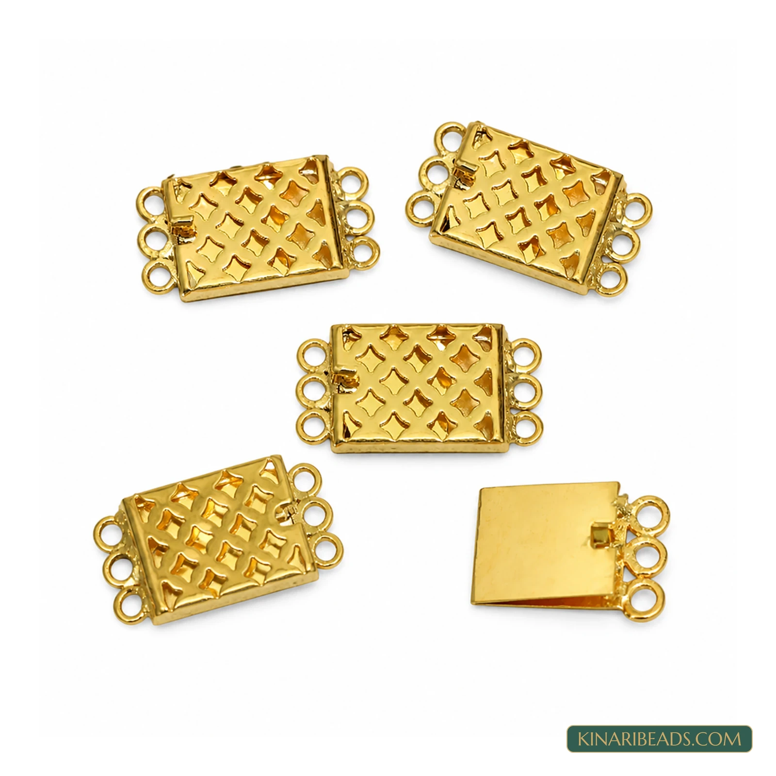 2.5 Cm Gold-Tone 3 Strings Brass Connectors – 5 Pcs