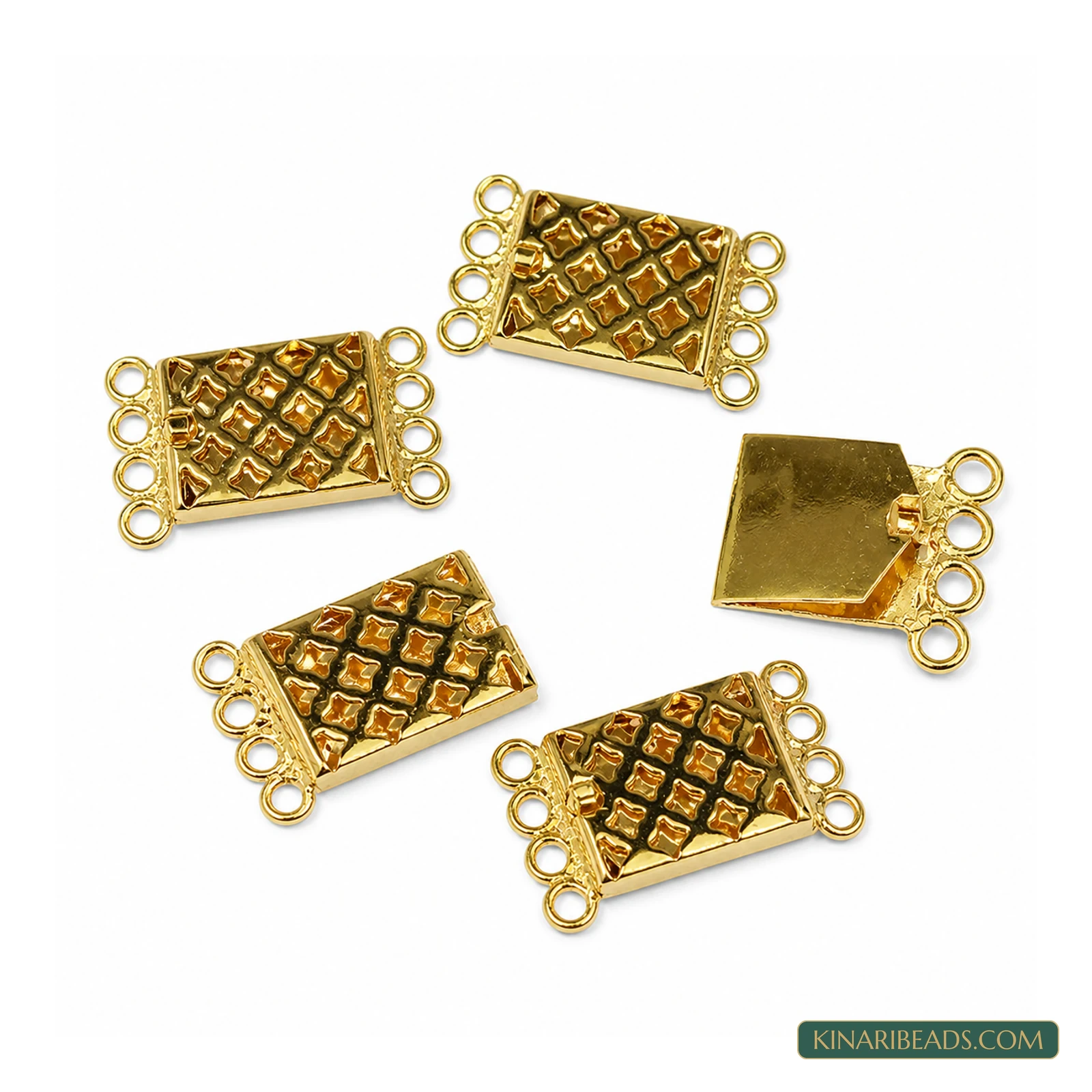 2.5 Cm Gold-Tone 4 Strings Brass Connectors – 5 Pcs