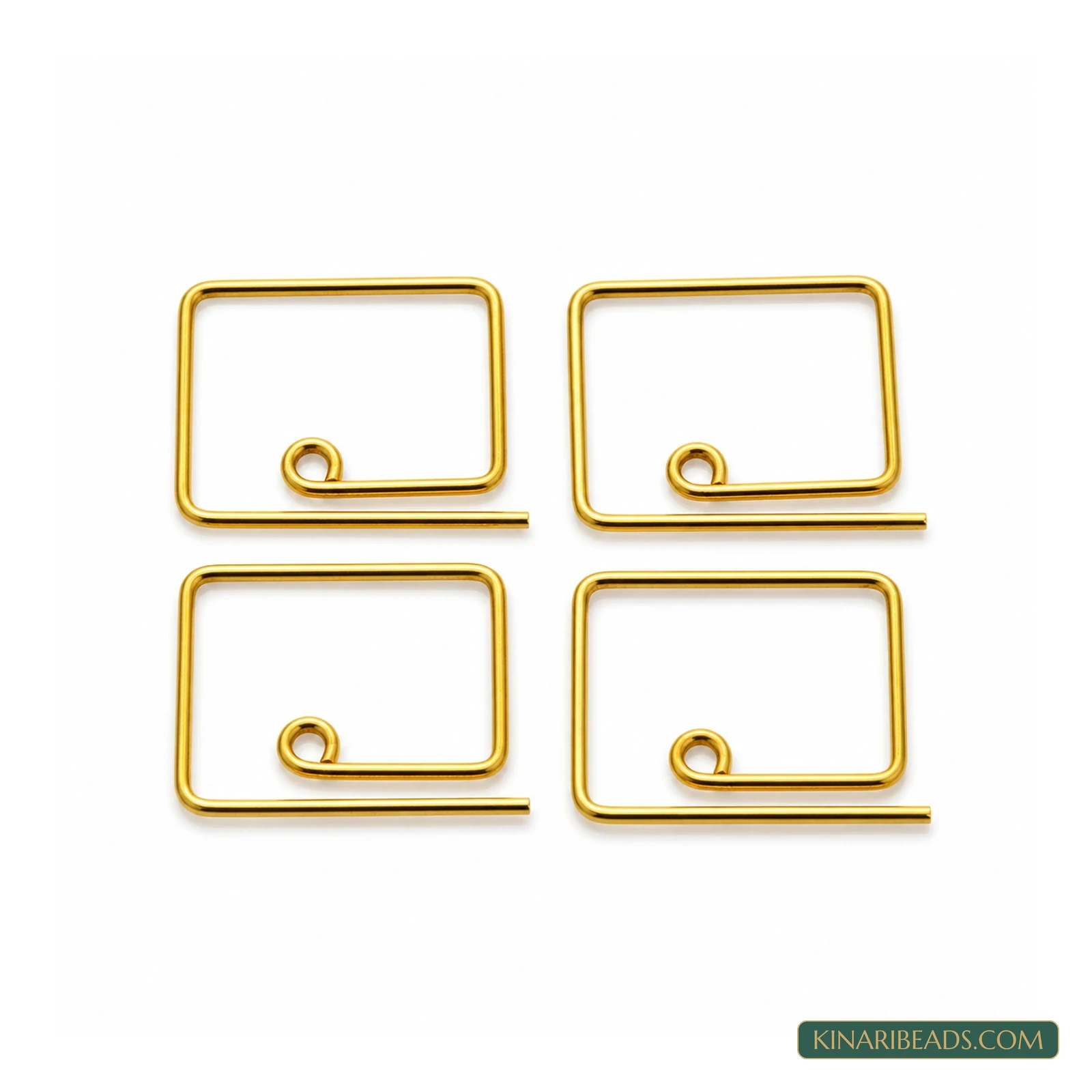 25mm, Brass Earring Hooks – 4 Pack, Kinari Style EF121