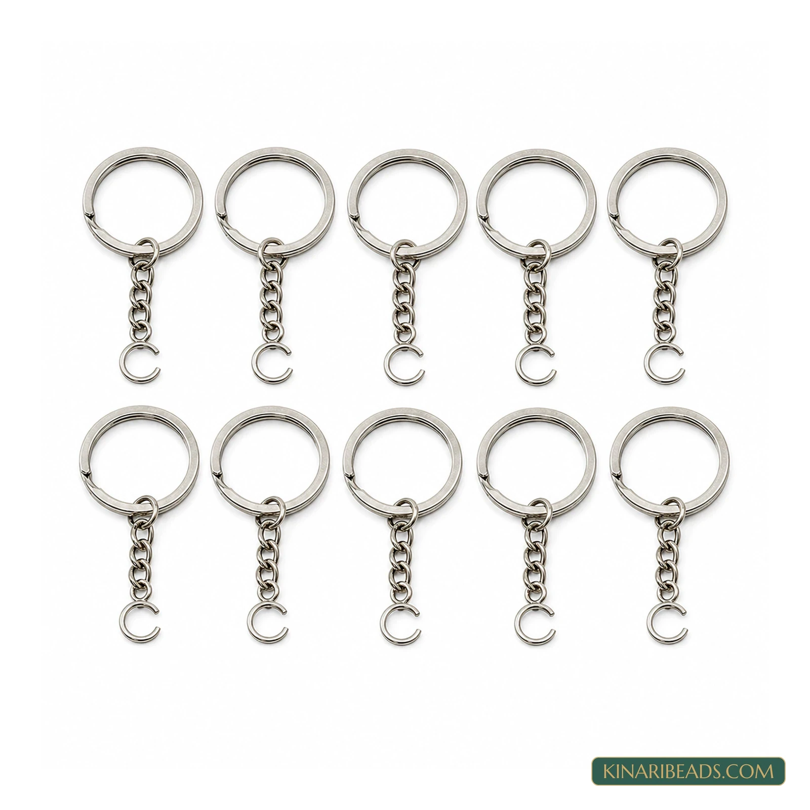 25mm Silver Keychain Blanks with Attachment Hooks – 10 or 100 Pack