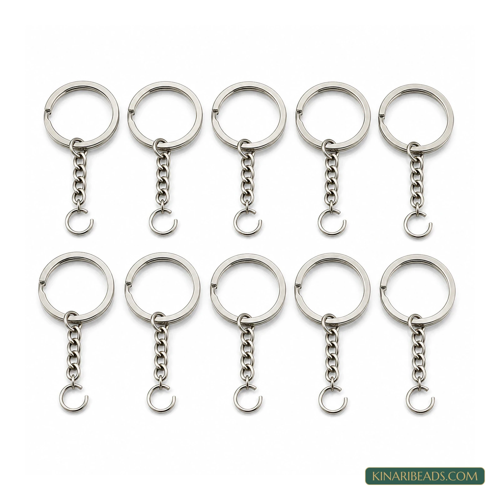 25mm Silver Keychain Blanks with Attachment Hooks – 10 or 100 Pack product image