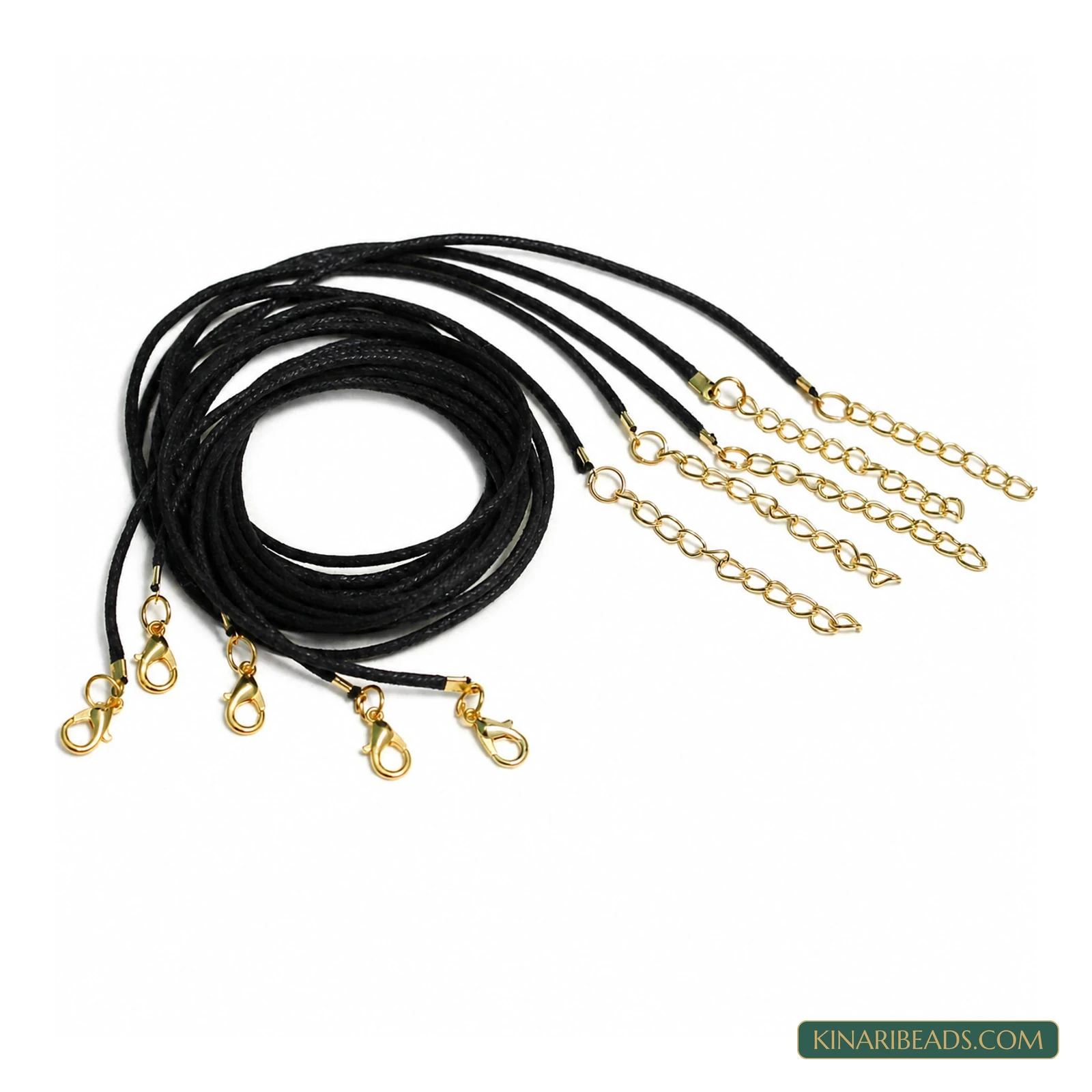2mm Cotton Necklace Cord with Clasp – 5 or 25 Pack - Black colour