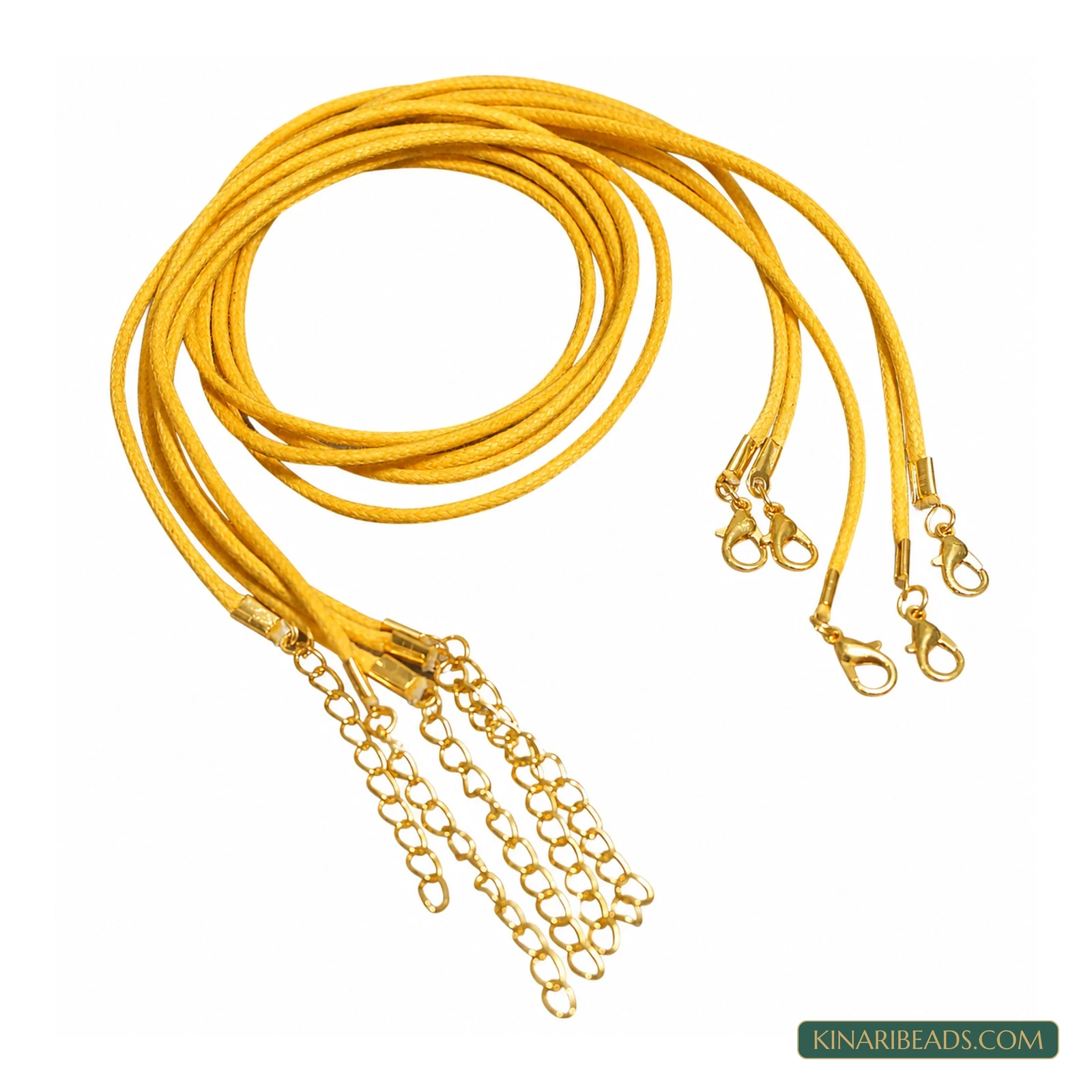 2mm Cotton Necklace Cord with Clasp – 5 or 25 Pack - Dark Yellow colour