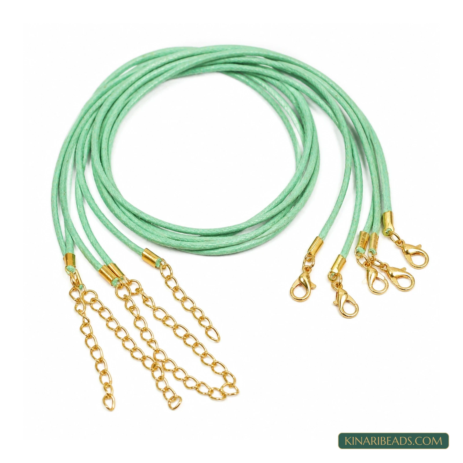 2mm Cotton Necklace Cord with Clasp – 5 or 25 Pack - Green colour