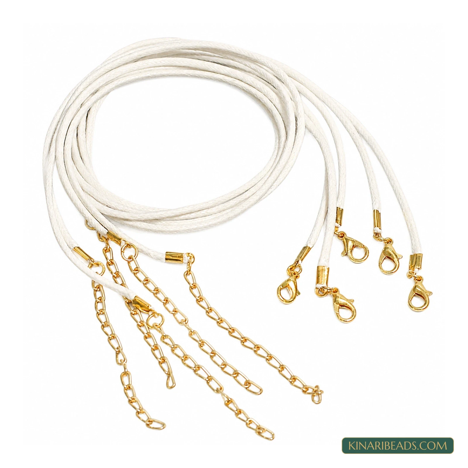 2mm Cotton Necklace Cord with Clasp – 5 or 25 Pack - White colour