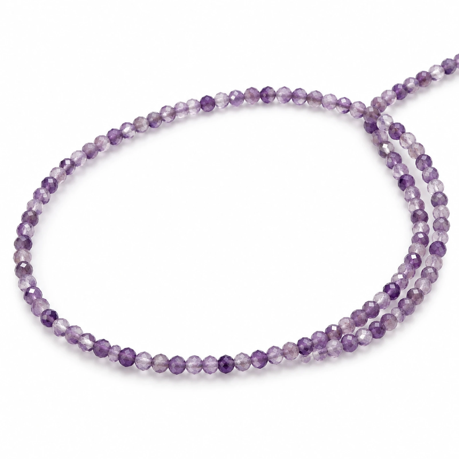 2mm Natural Amethyst Micro-Faceted Beads - 15 Inch