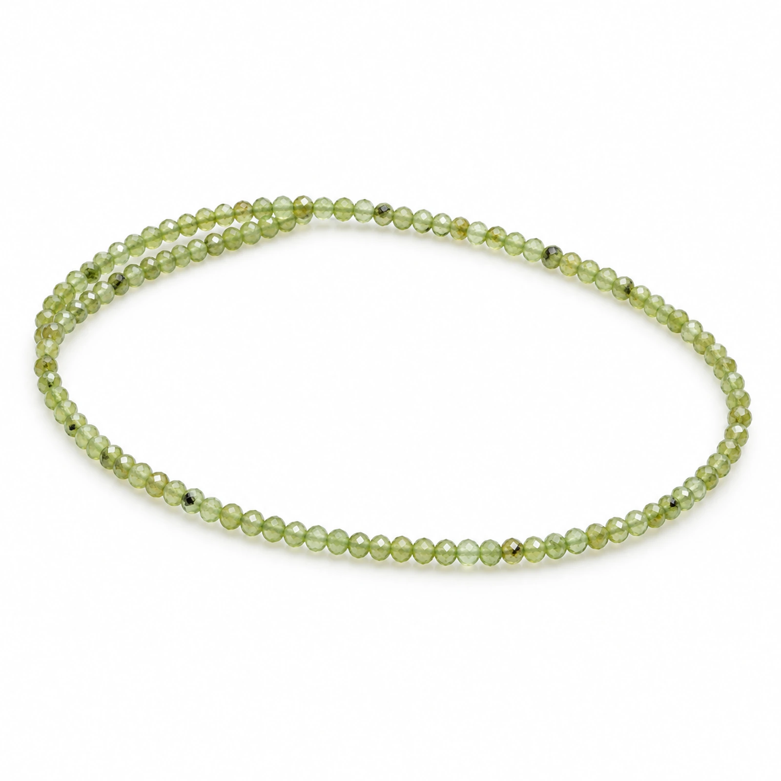 2mm Natural Prehnite Micro-Faceted Beads - 15 Inch - Pale Green colour