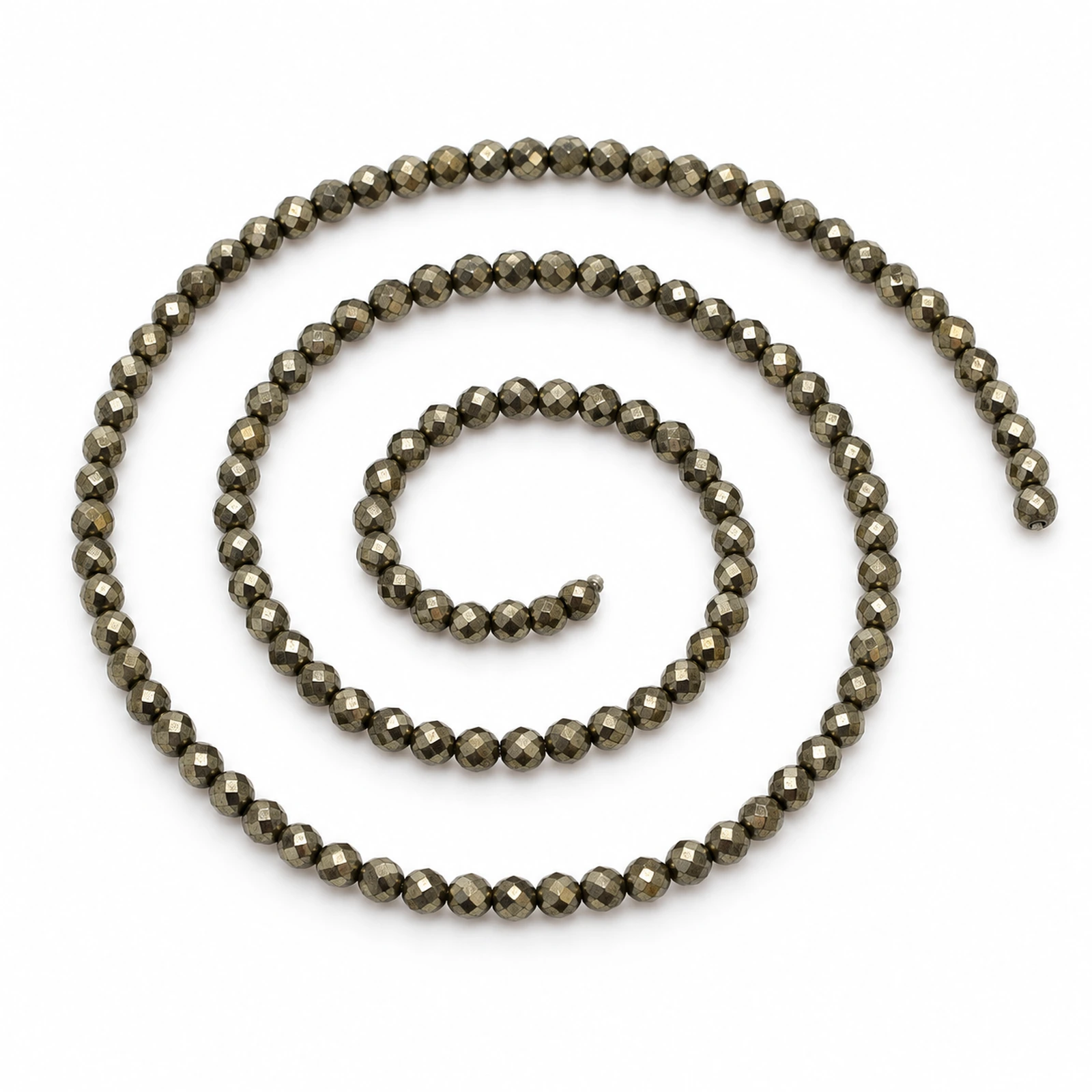 2mm Natural Pyrite Micro-Faceted Beads - 15 Inch