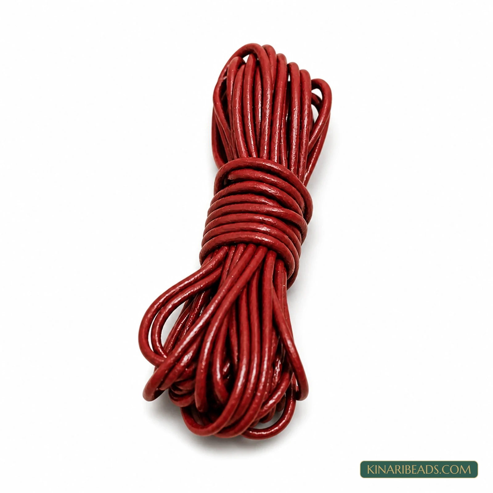 2mm Round Leather Cord for Jewellery – 5m - Cherry colour