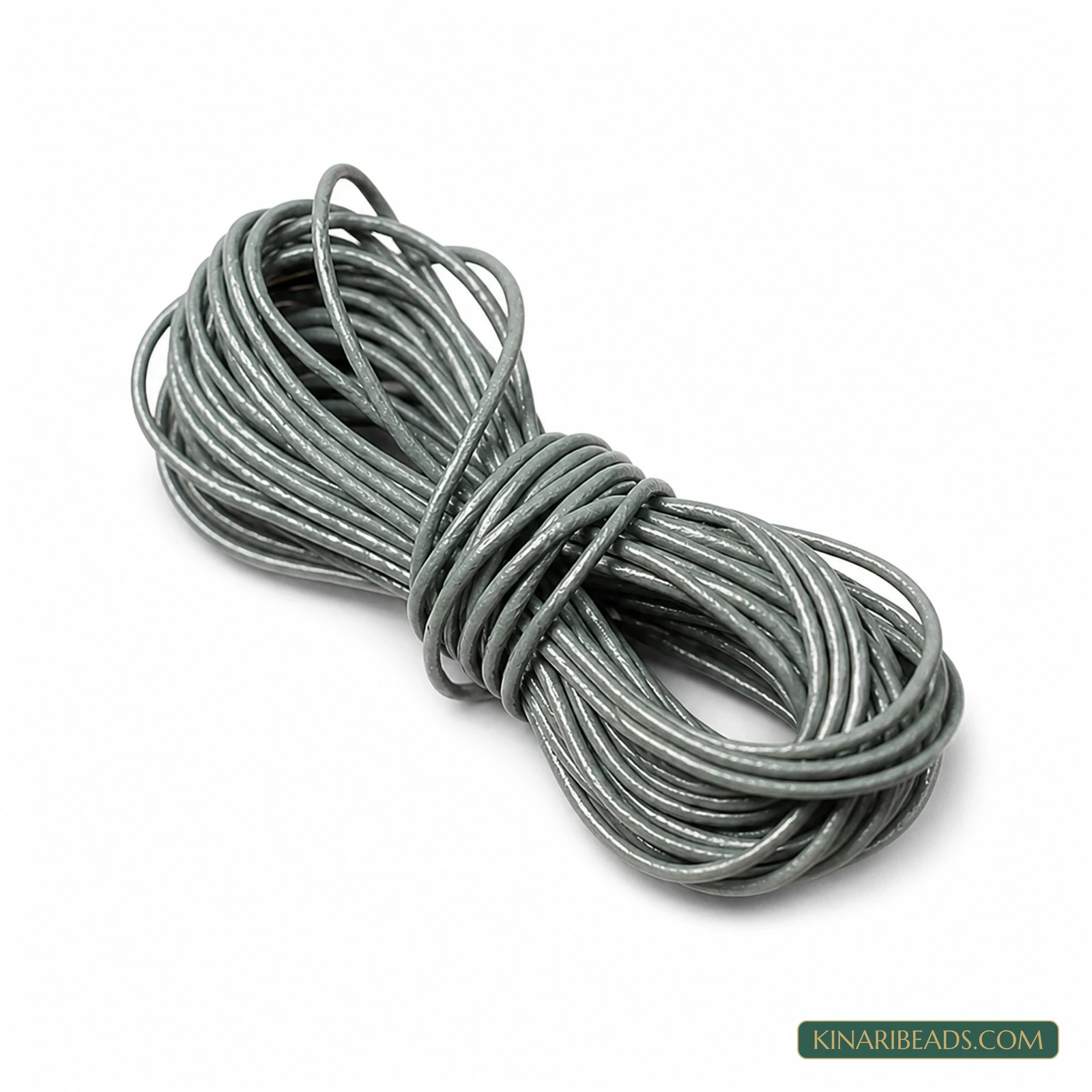 2mm Round Leather Cord for Jewellery – 5m - Grey colour