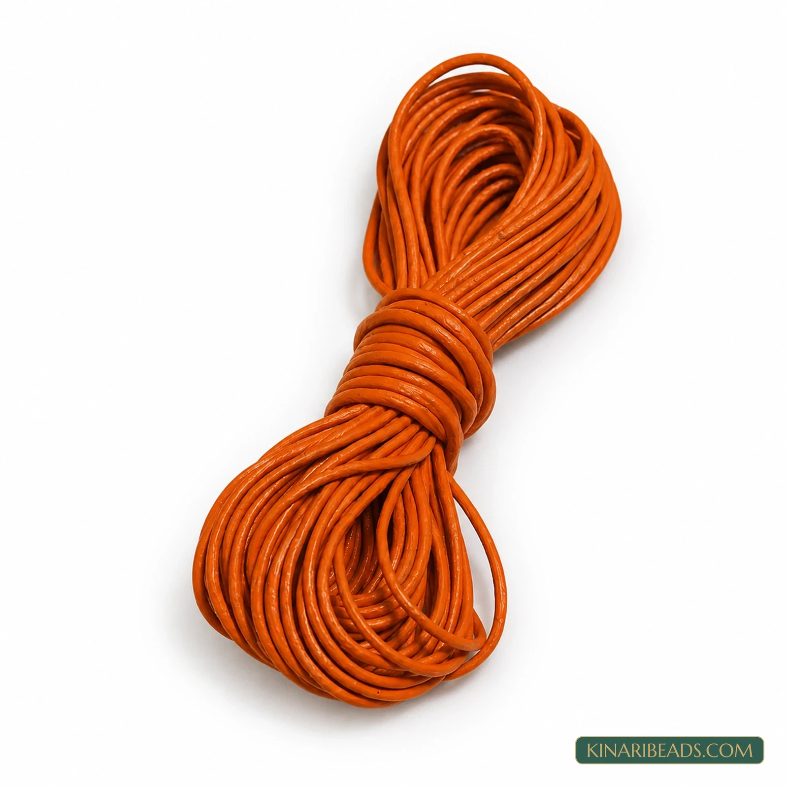 2mm Round Leather Cord for Jewellery – 5m - Orange colour