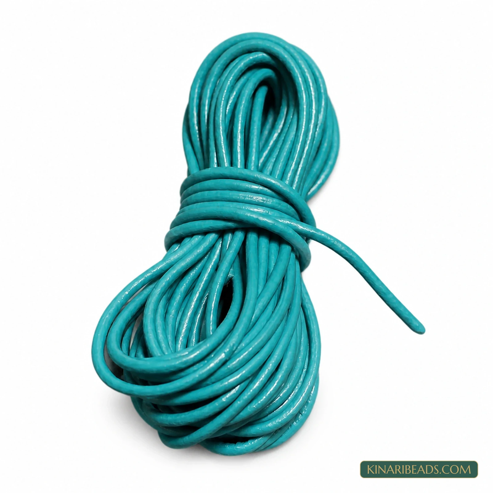 2mm Round Leather Cord for Jewellery – 5m - Turquoise colour