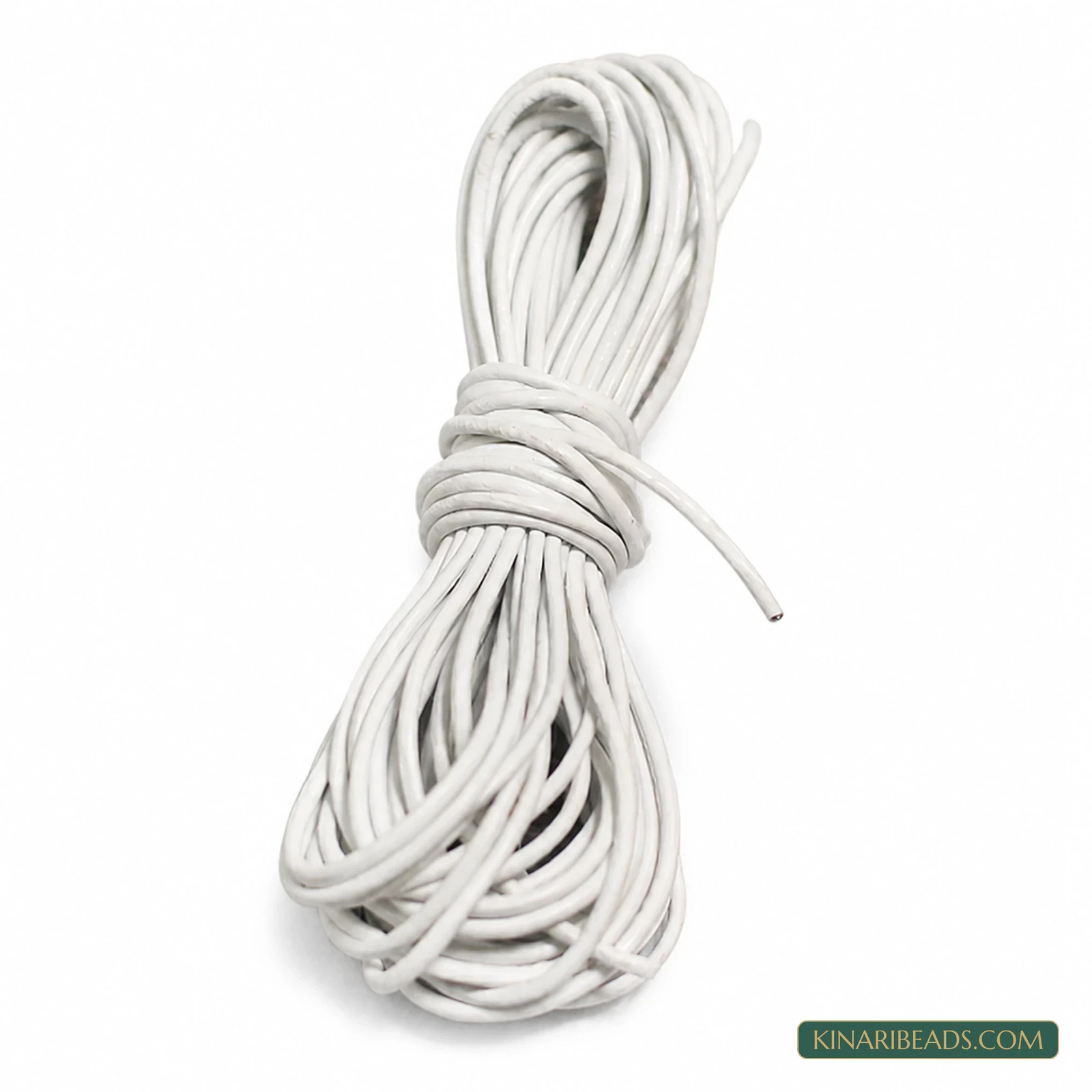 2mm Round Leather Cord for Jewellery – 5m - White colour