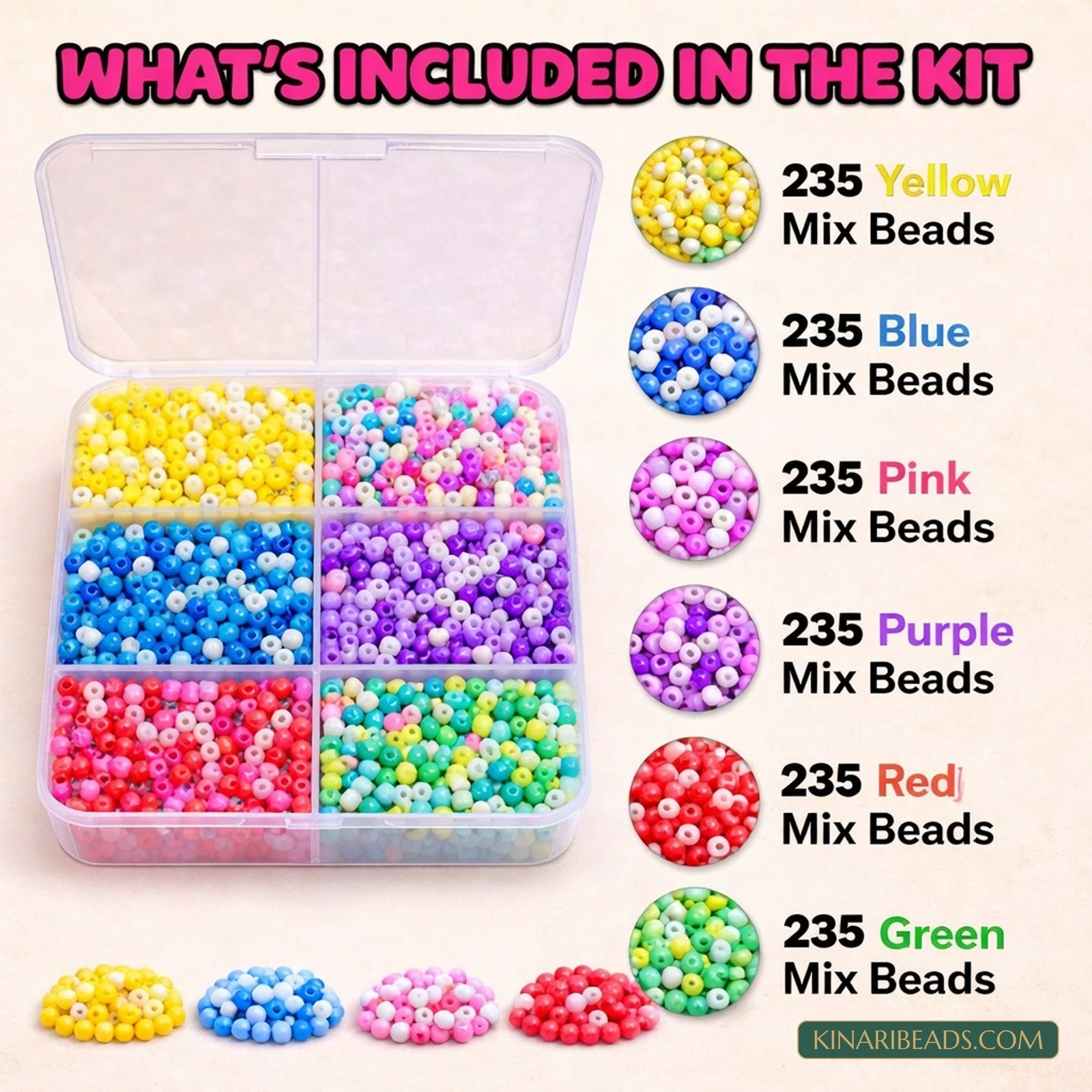 3-Box Multicolour Acrylic & Glass Beads Jewellery Making Kit with Findings product image