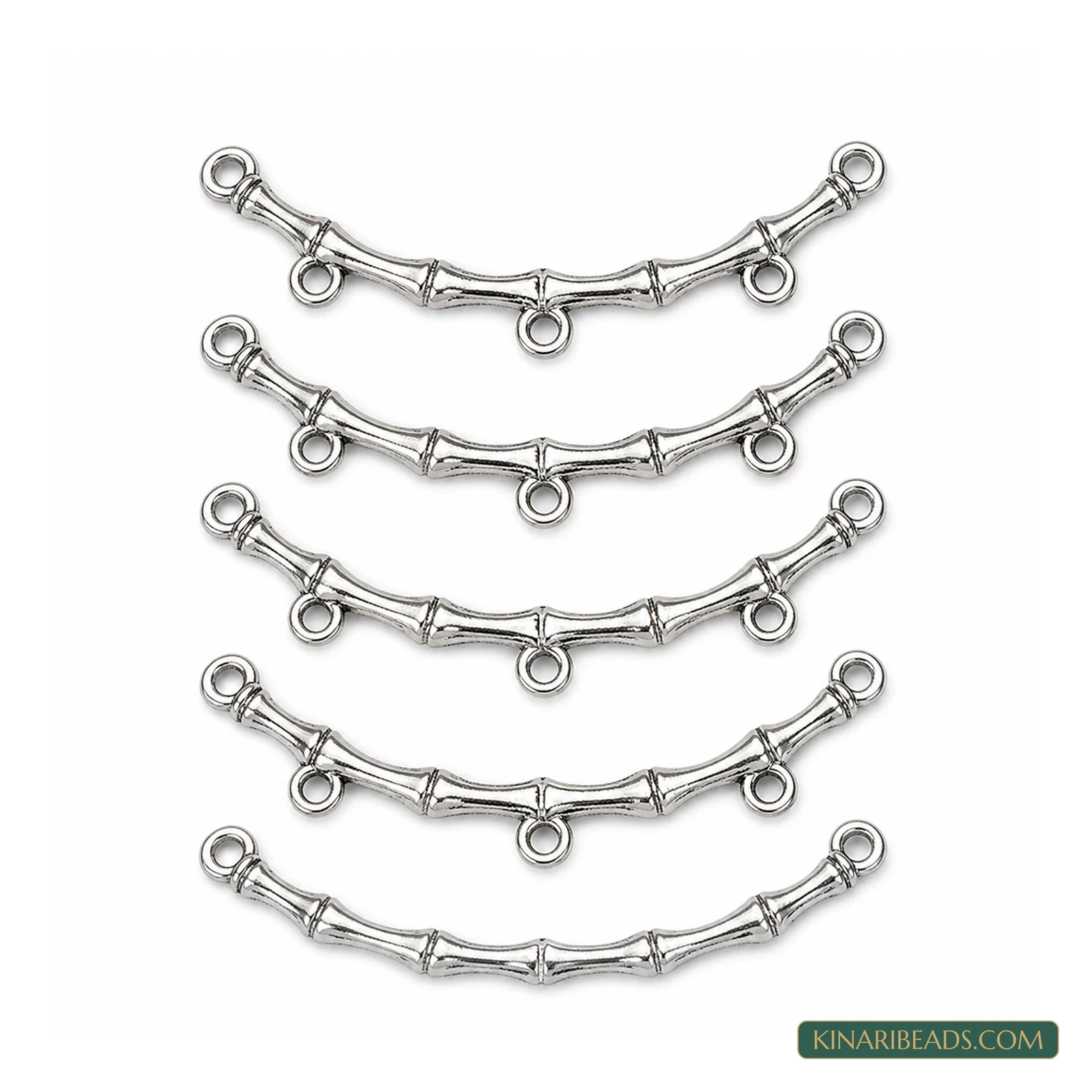 3-Hole Multistrand Metal Spacer Connectors – 12x8mm, 20 Pack - Silver colour