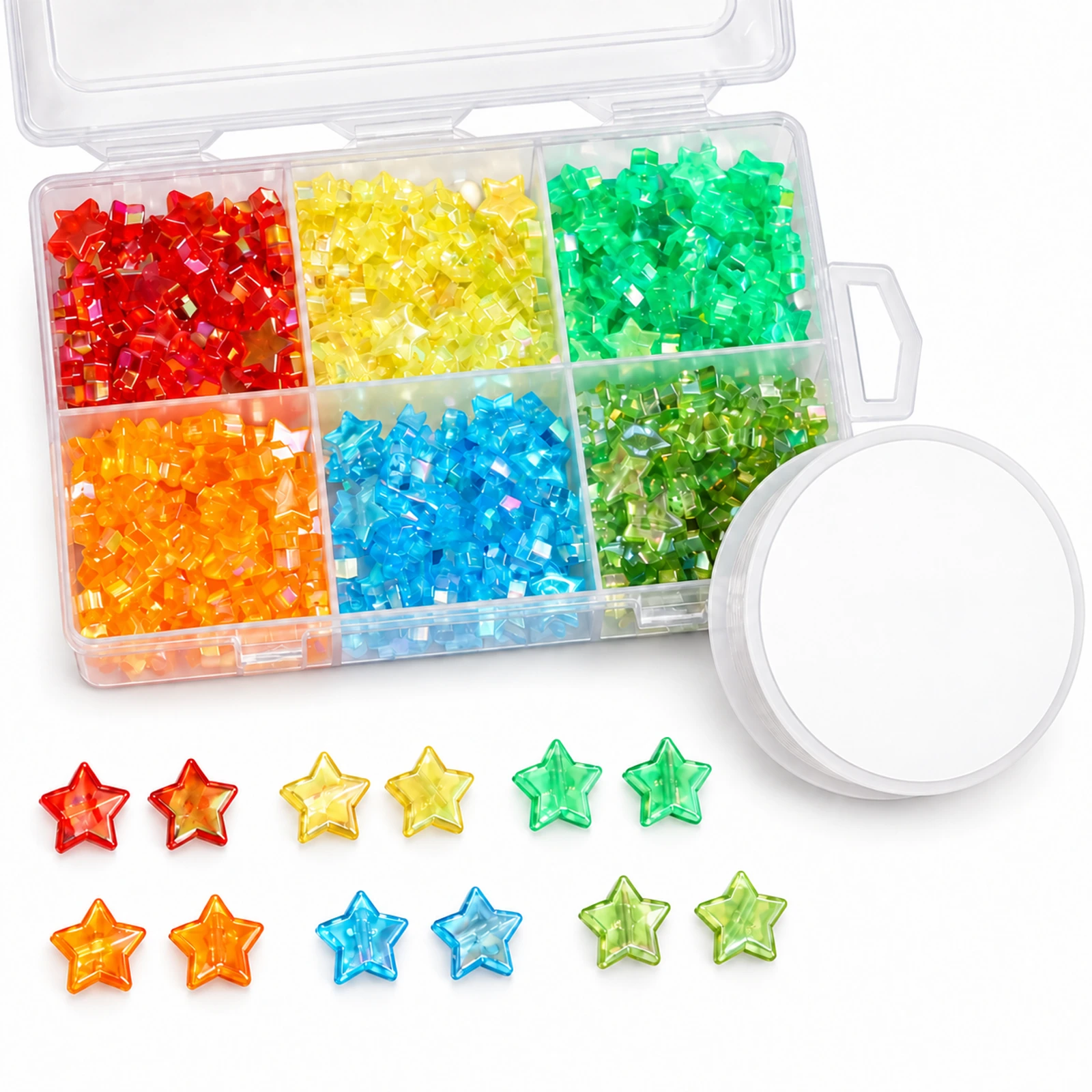 300-Piece 10mm Star Acrylic Beads & Elastic Kit