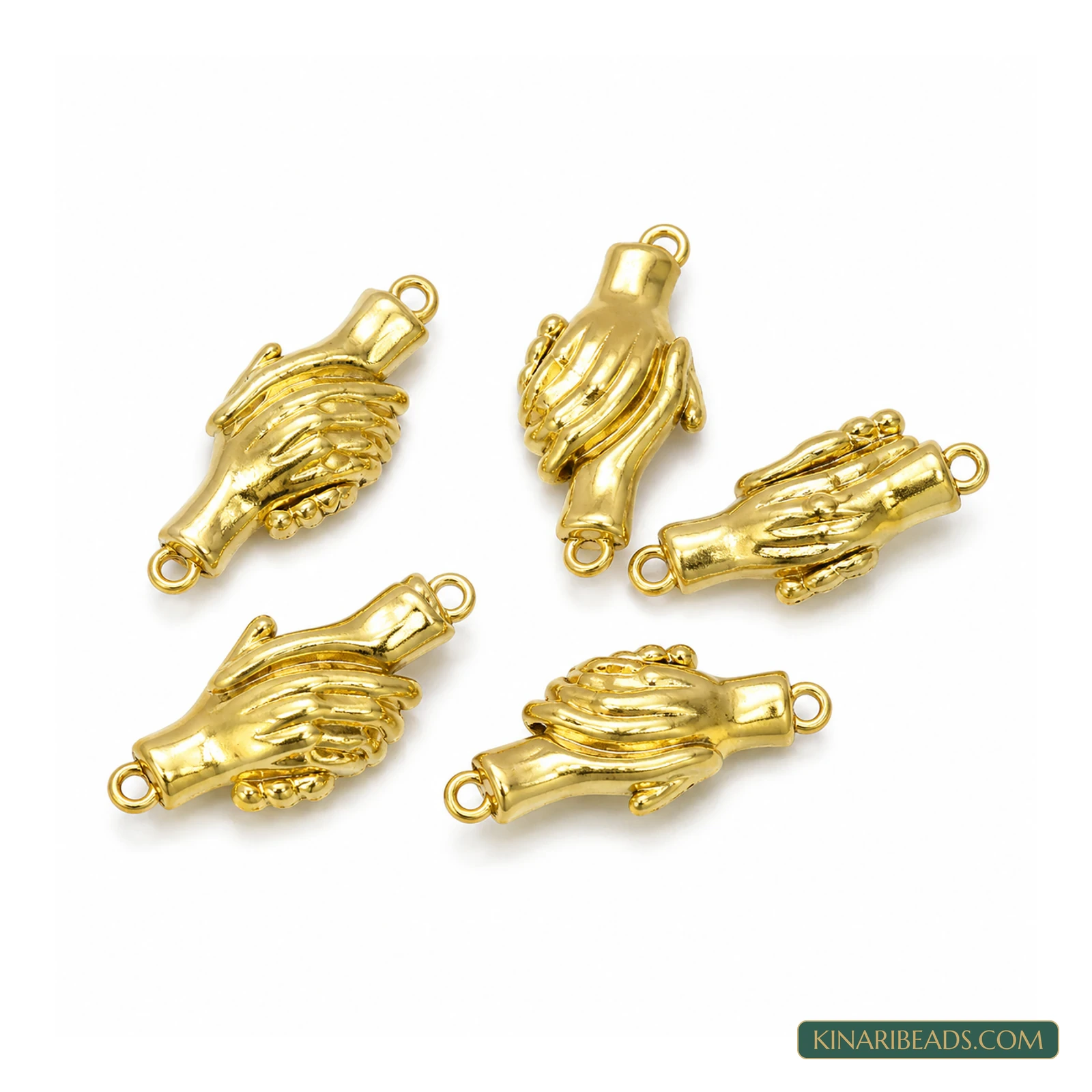 30x10mm Handshake Magnetic Jewellery Clasp Connectors – 5 Pcs - Golden colour