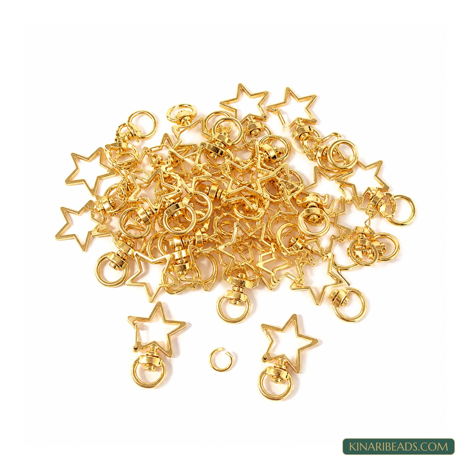 3.4x2.4x0.6cm, Star Metal Swivel Snap Hooks Clasps Gold-Tone – 5 Pcs / 50 Pcs product image