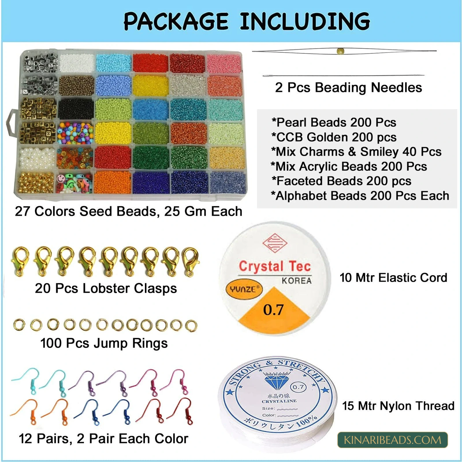 36-Grid Seed, Pearl & Alphabet Beads Mega Jewellery Kit product image