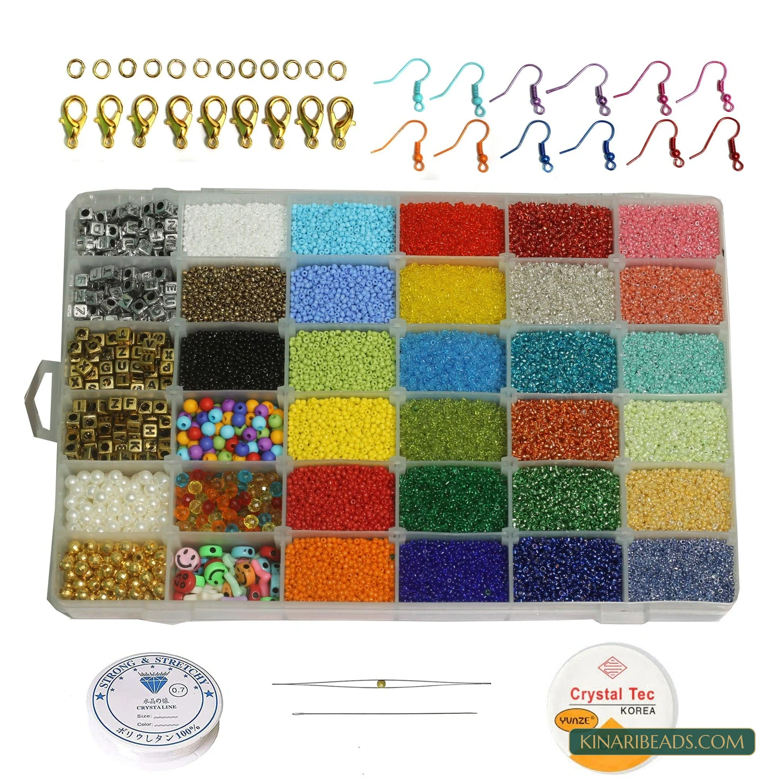 36-Grid Seed, Pearl & Alphabet Beads Mega Jewellery Kit product image