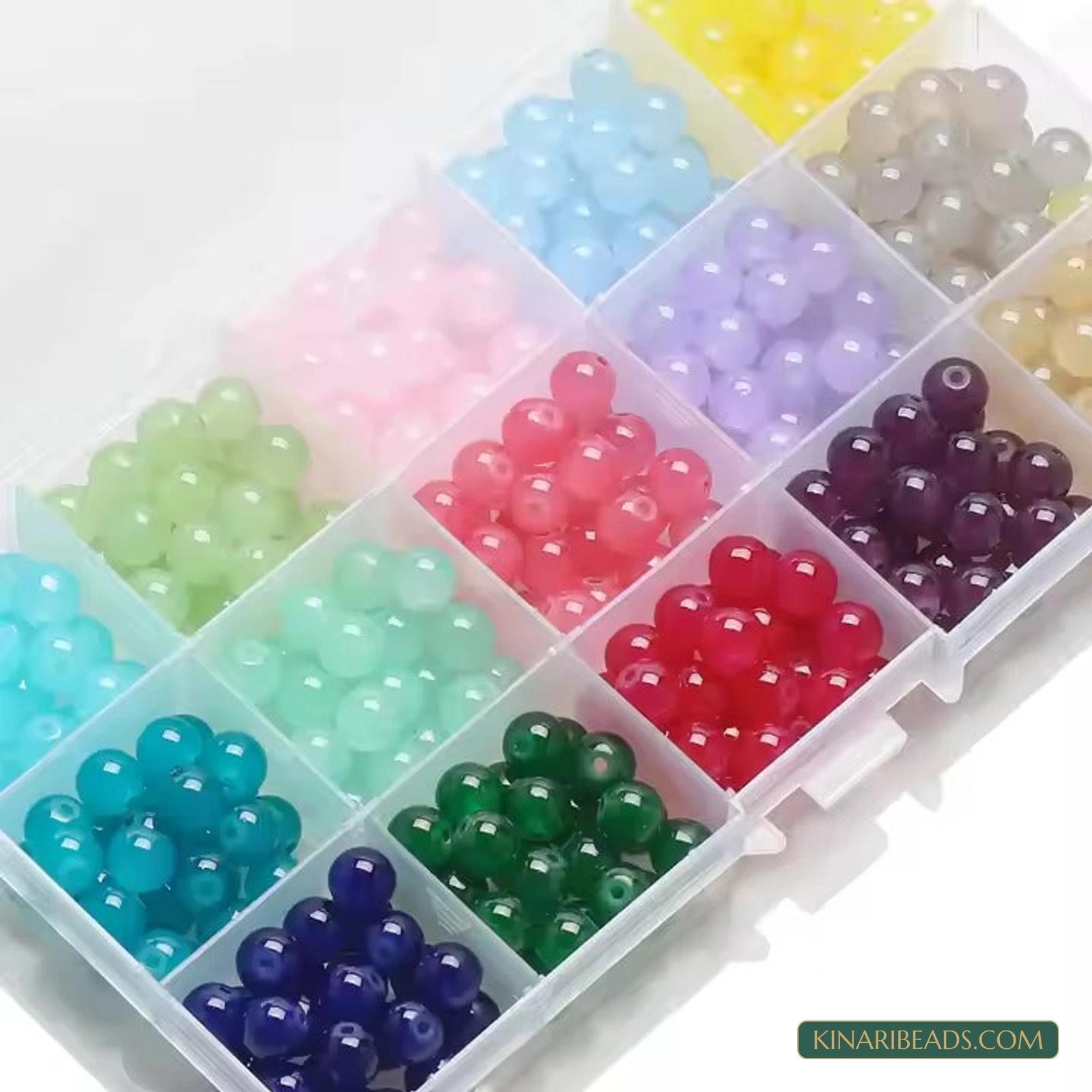 375-Piece 8mm Round Glass Beads Kit – 15 Colours product image