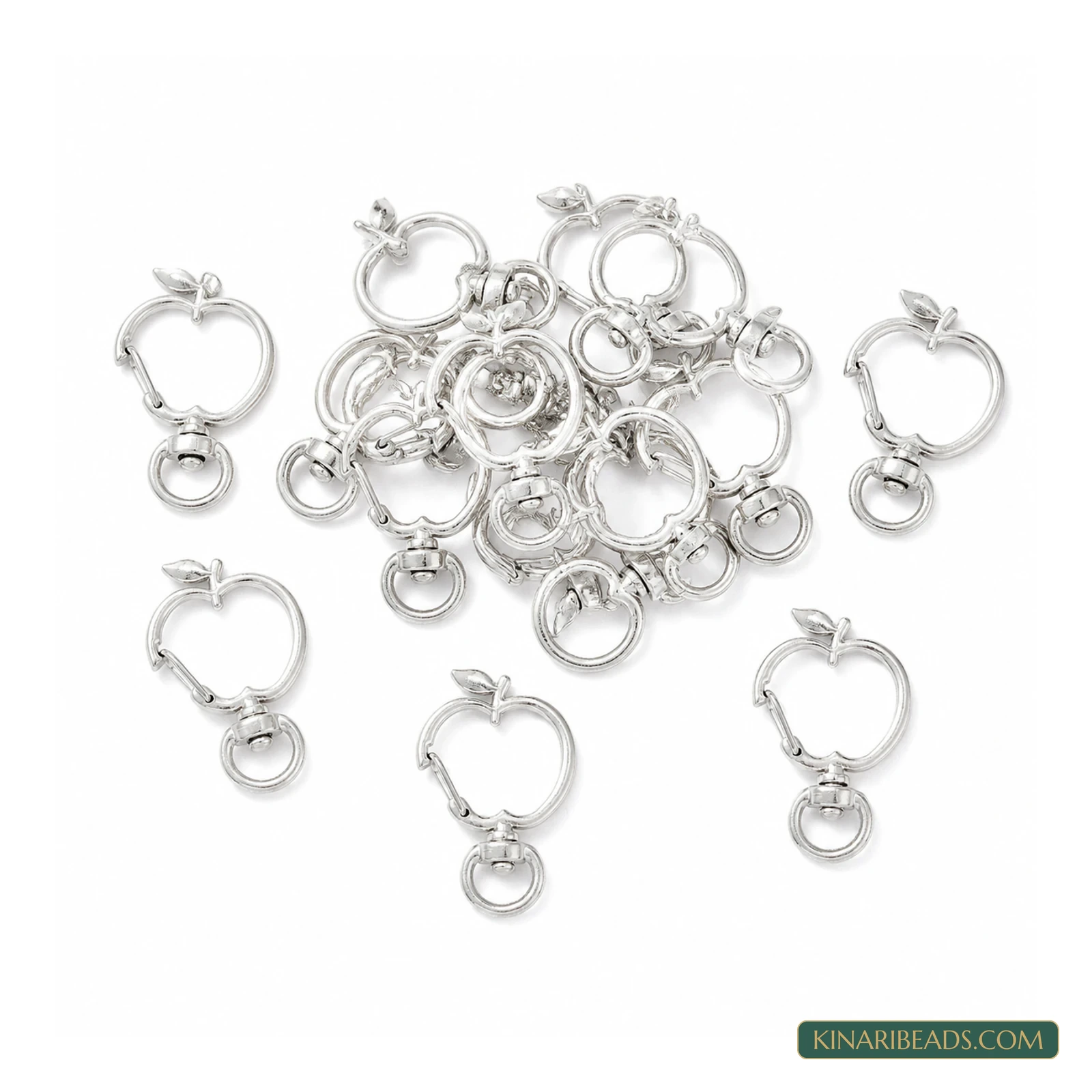 38x23.5x6mm, Apple Metal Swivel Snap Hooks Long Lasting Plated Platinum – 5 Pcs / 50 Pcs product image