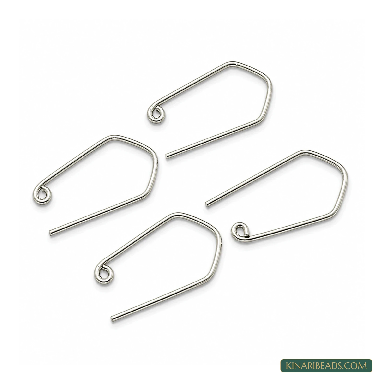 3cm, German Silver Earring Hooks – 4 Pack, Kinari Style EF126