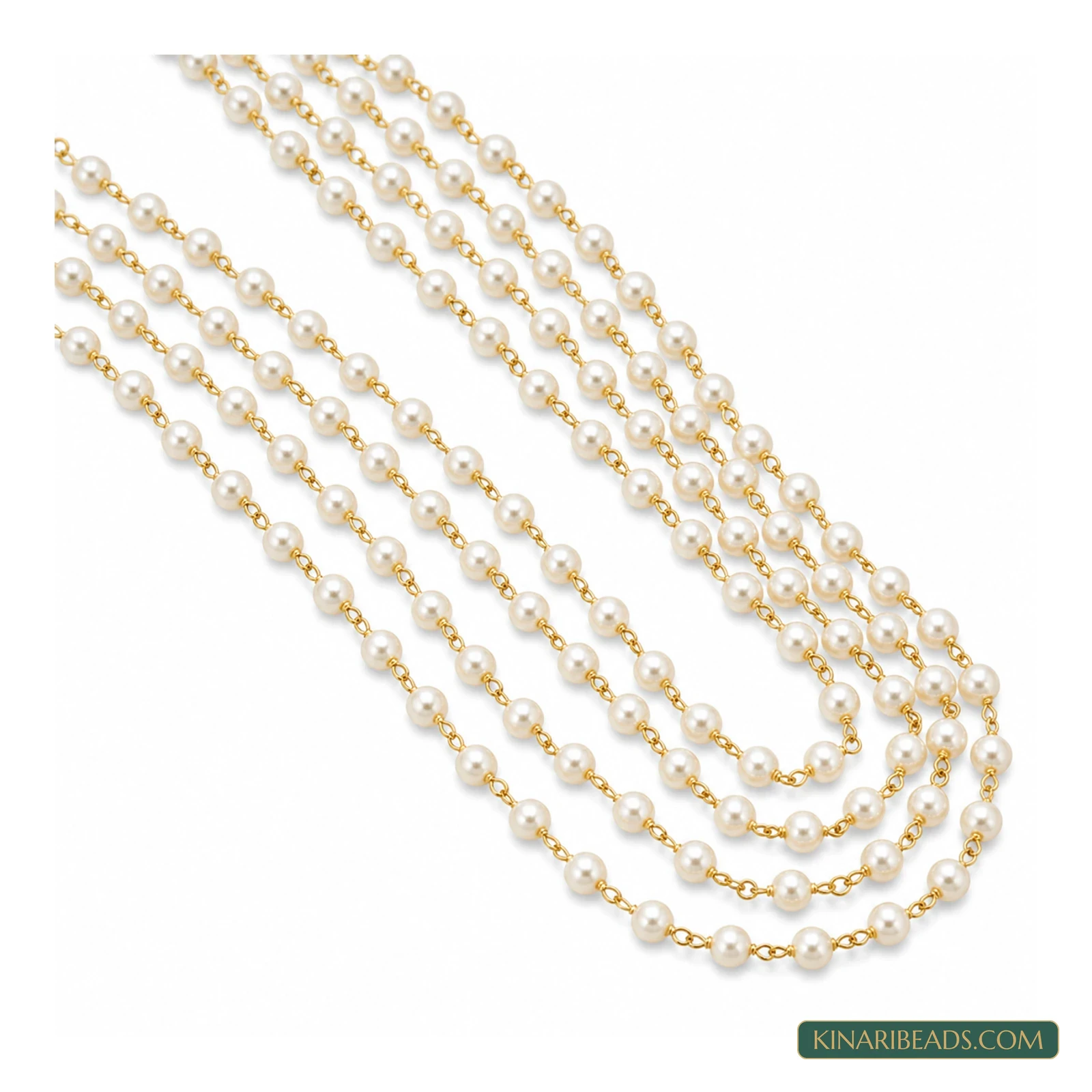 3mm Acrylic Pearl Craft Chain – 5m - Golden colour