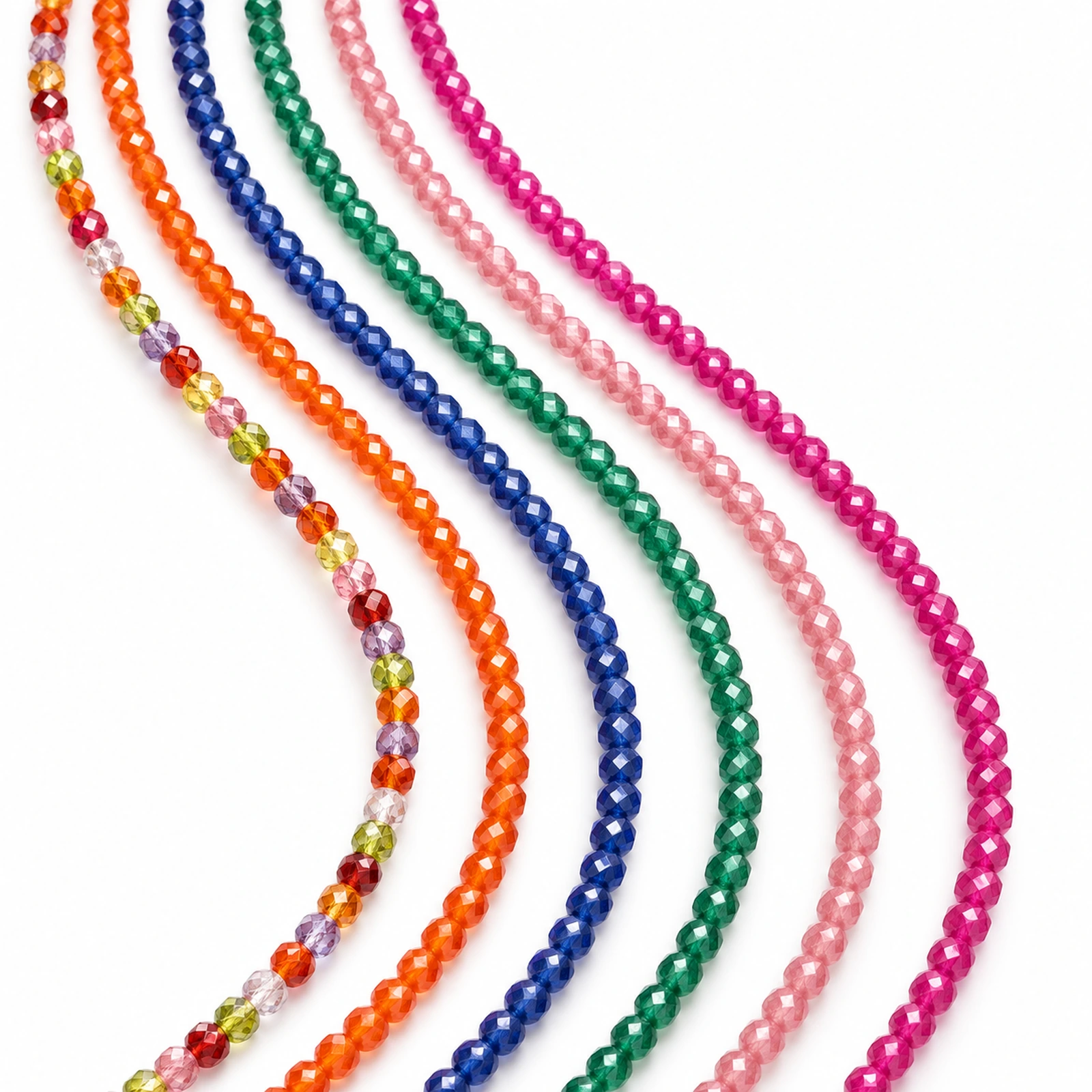 3mm Diamond-Cut Square Cubic Zirconia Beads - Multicolour colour