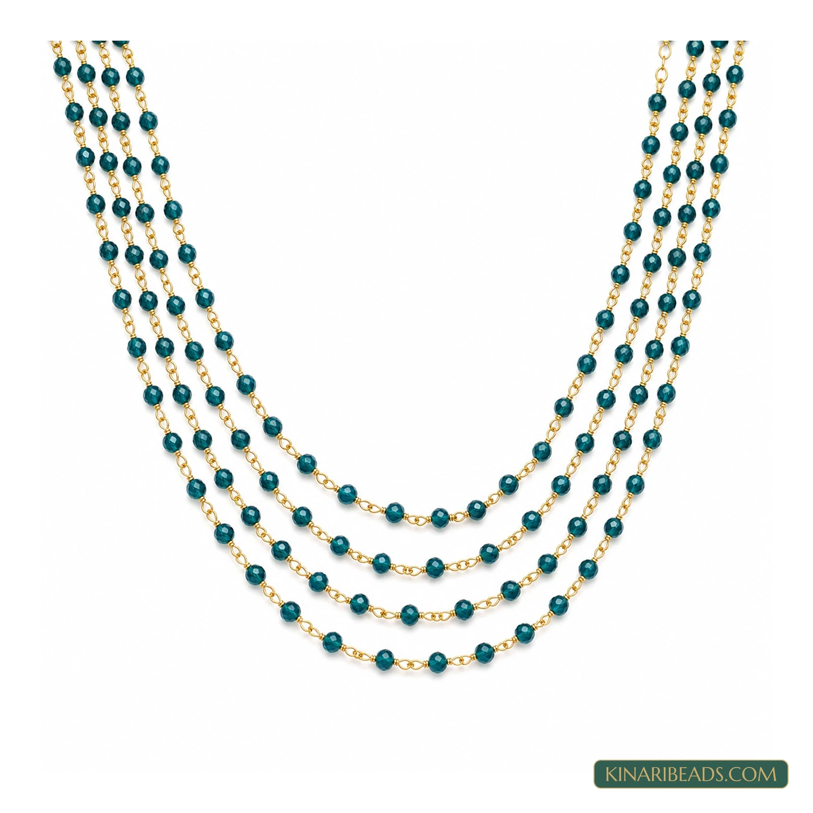 3mm Hydro Crystal Aati Beaded Chain – 2m - Teal colour