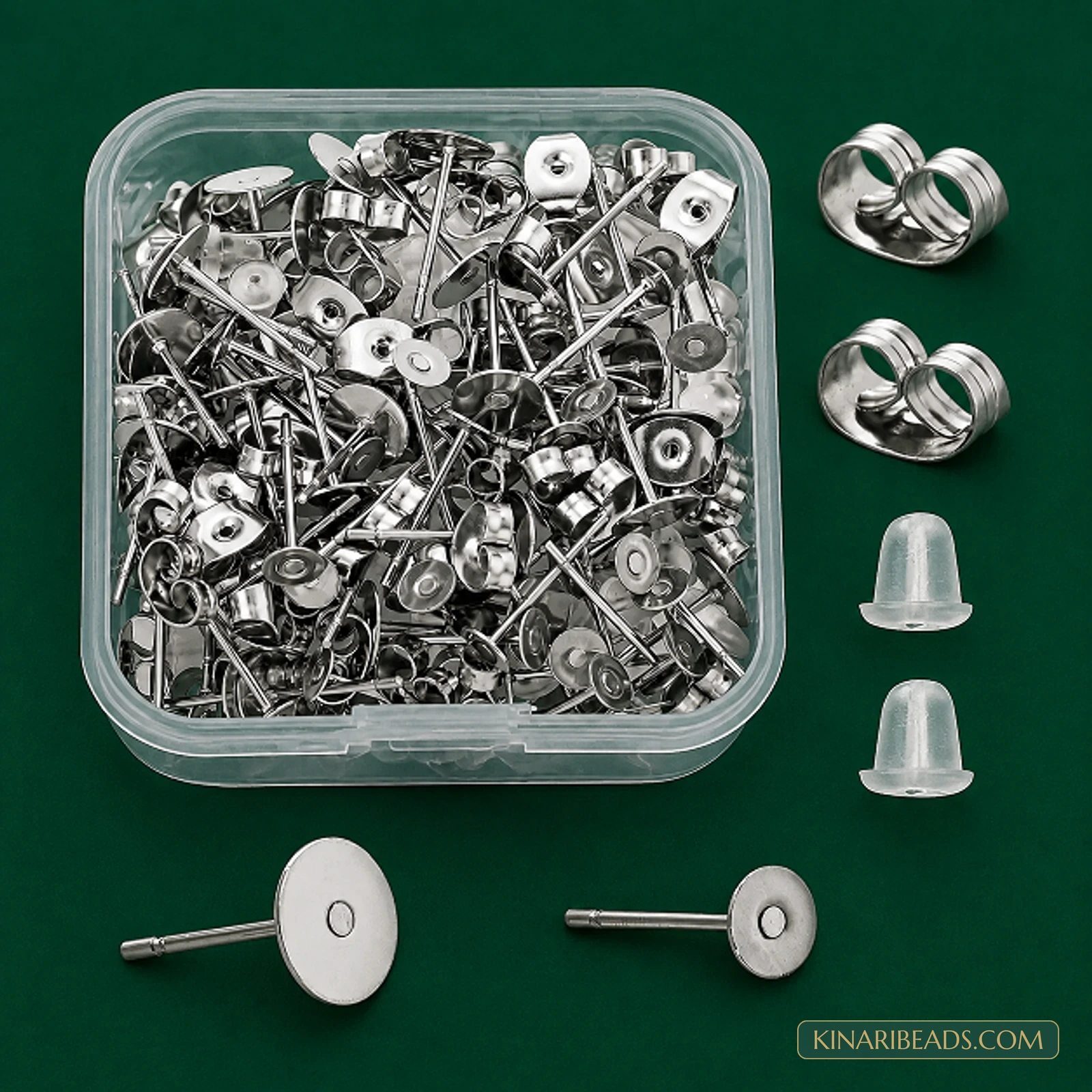 400-Piece Stainless Steel Blank Stud Earring Making Kit with Ear Backs