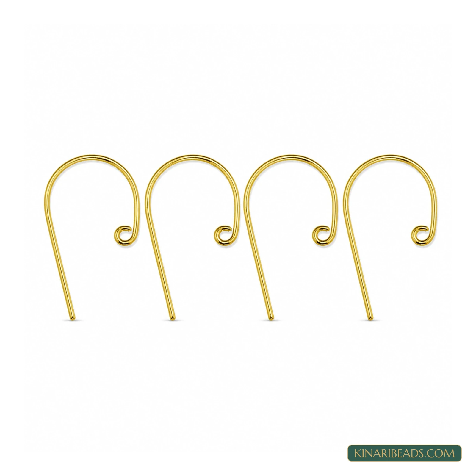 40x22mm Brass Earring Hooks Golden – 4 Pack, Kinari Style EF123
