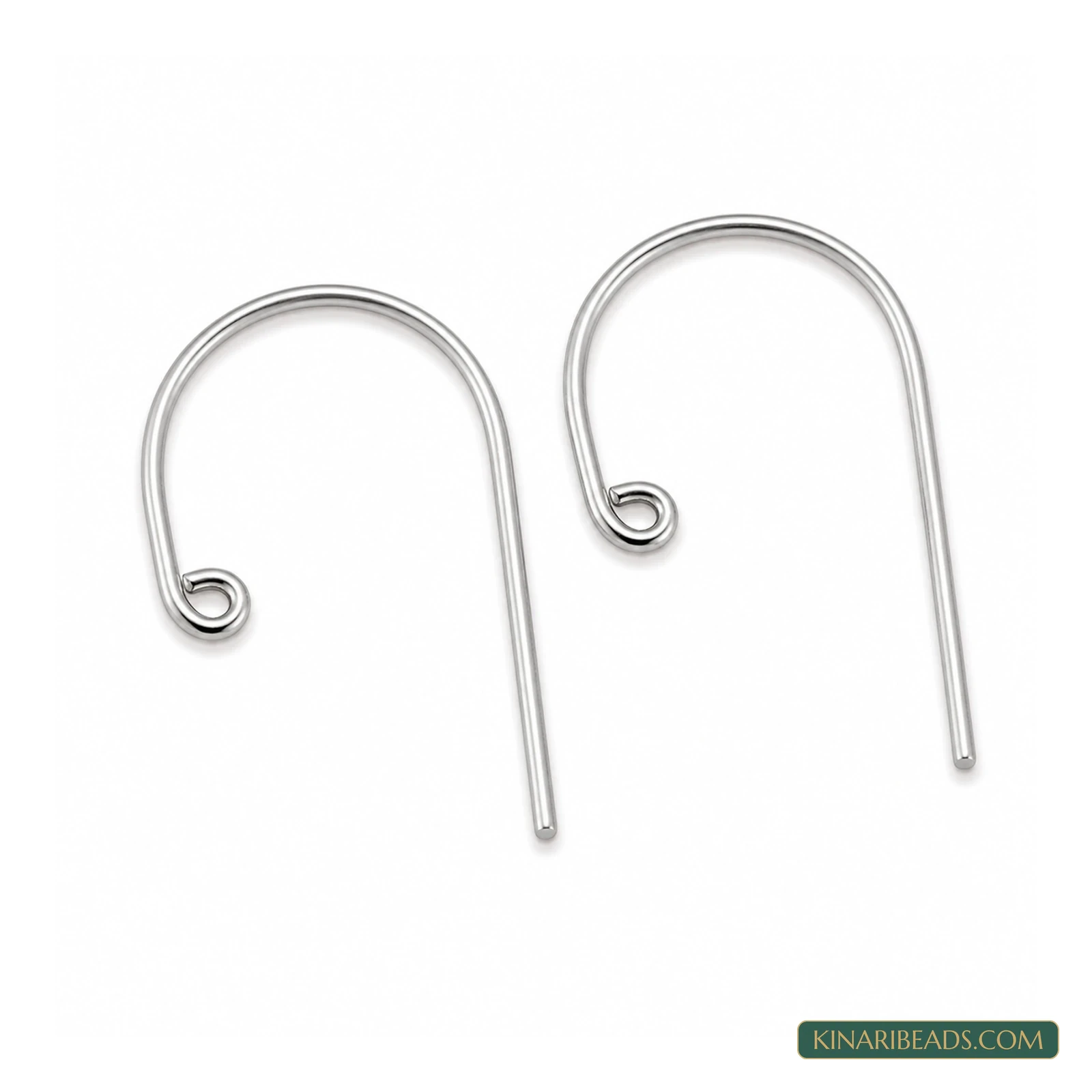 40x22mm Brass Earring Hooks Golden – 4 Pack, Kinari Style EF123 - Silver colour