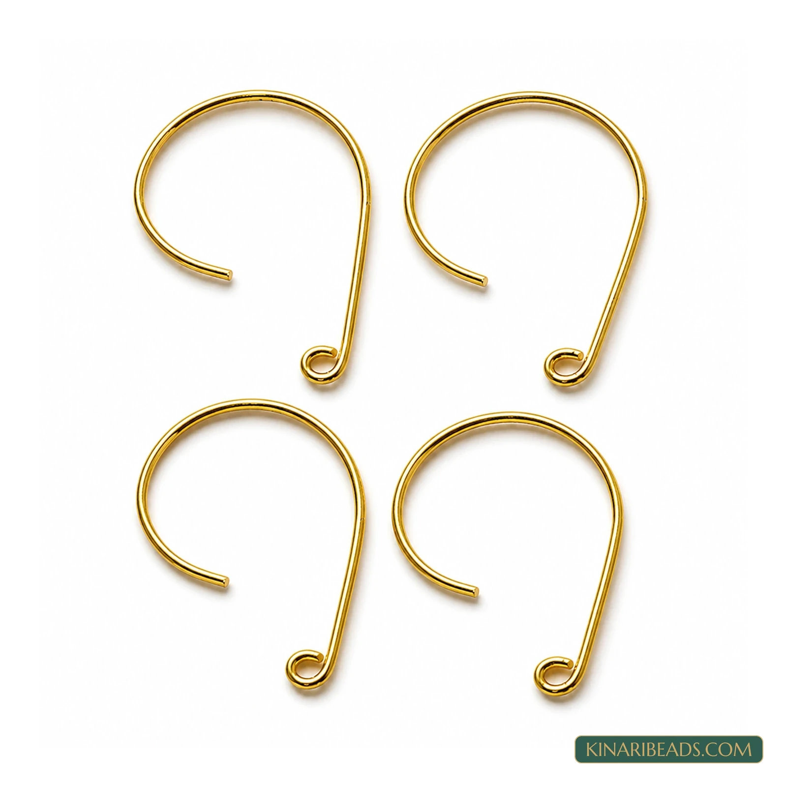 42x26mm Brass Earring Hooks – 4 Pack, Kinari Style EF107 - Golden colour