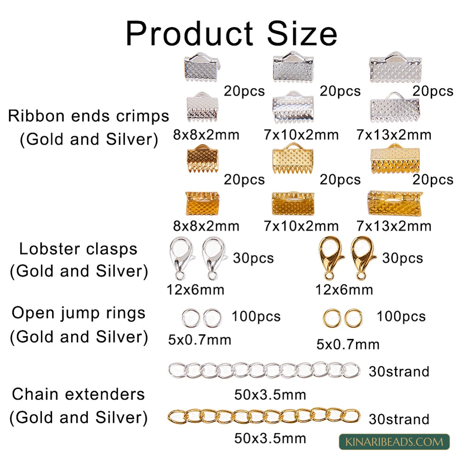 440-Piece Ribbon Ends, Clasps, Jump Rings & Extender Chain Kit product image