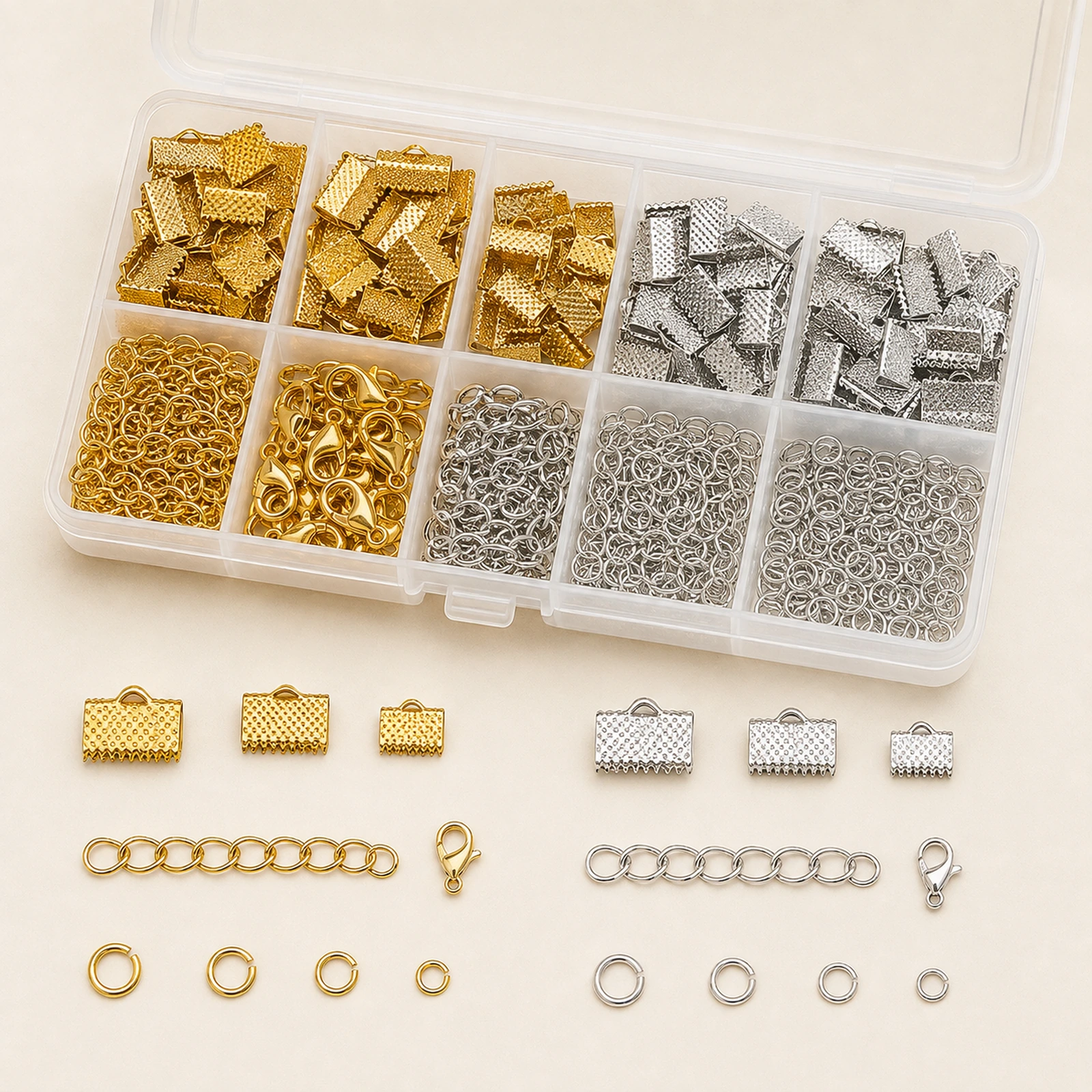 440-Piece Ribbon Ends, Clasps, Jump Rings & Extender Chain Kit