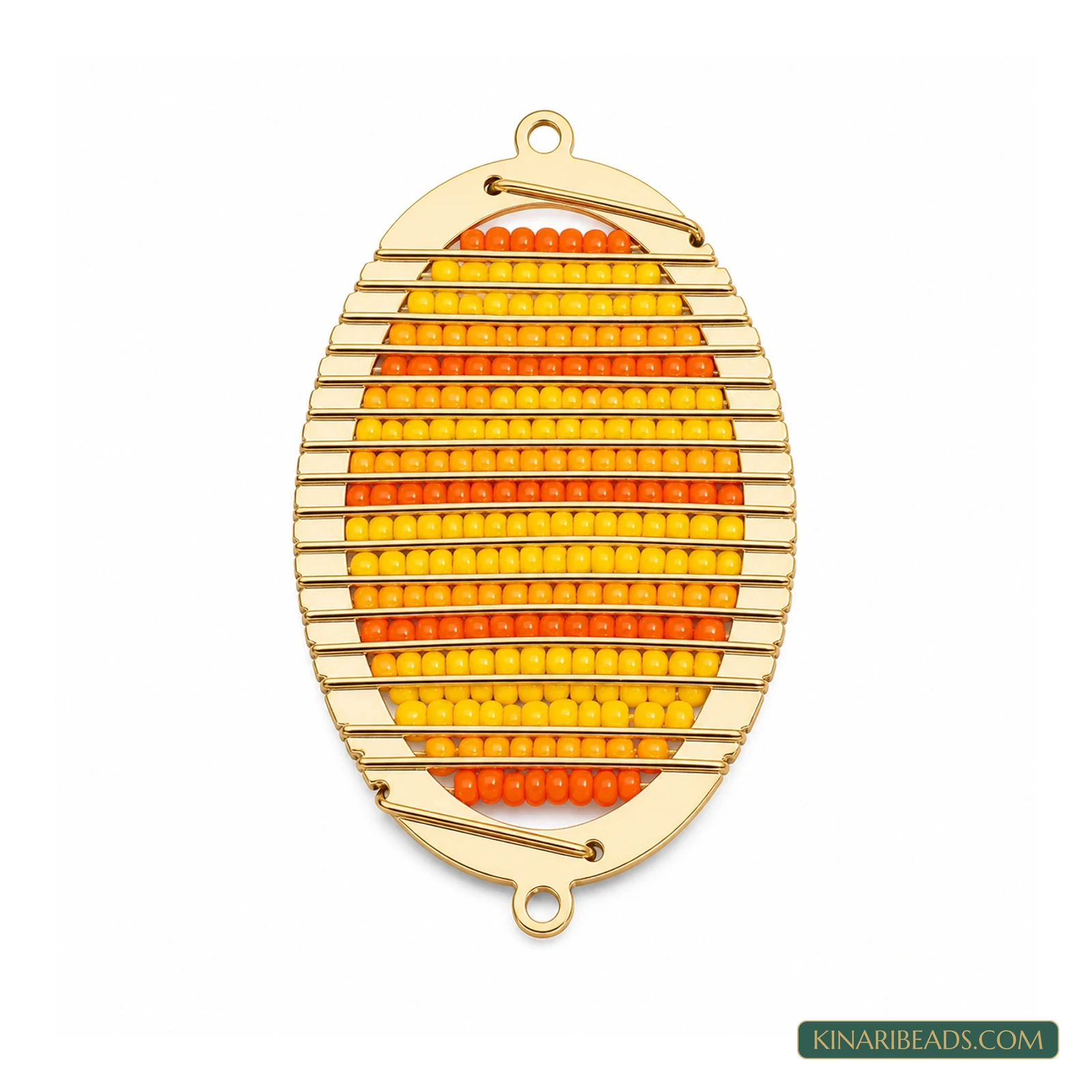 48x28mm Miyuki Beads Oval Connector and Earring Components – 2 Pack, Kinari Style EF131 - Orange colour