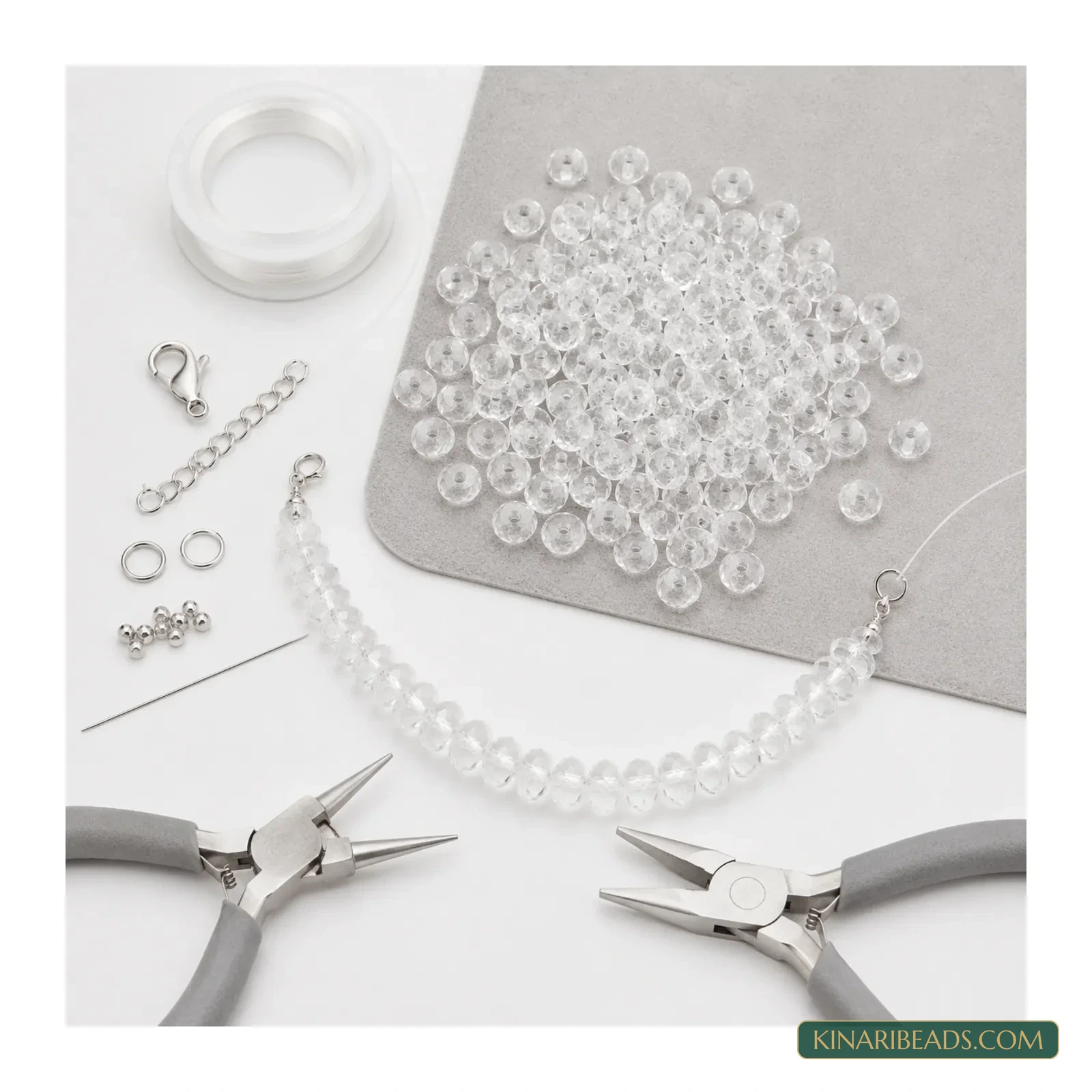 Clear Acrylic Faceted Rondelle Beads 4mm, 6mm, 8mm & 10mm - 100g product image